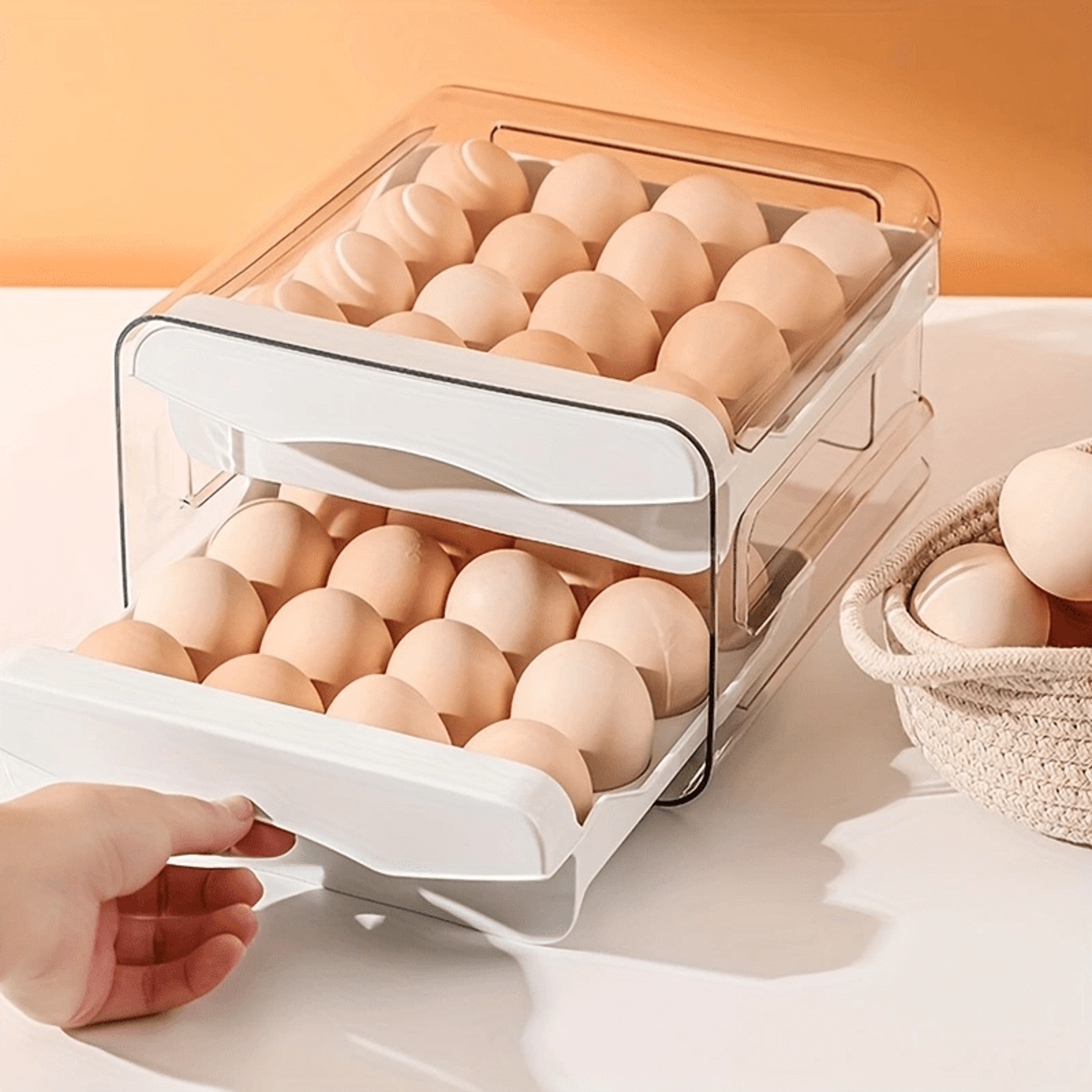 egg holder for refrigerator drawer and space saving fridge egg organizer