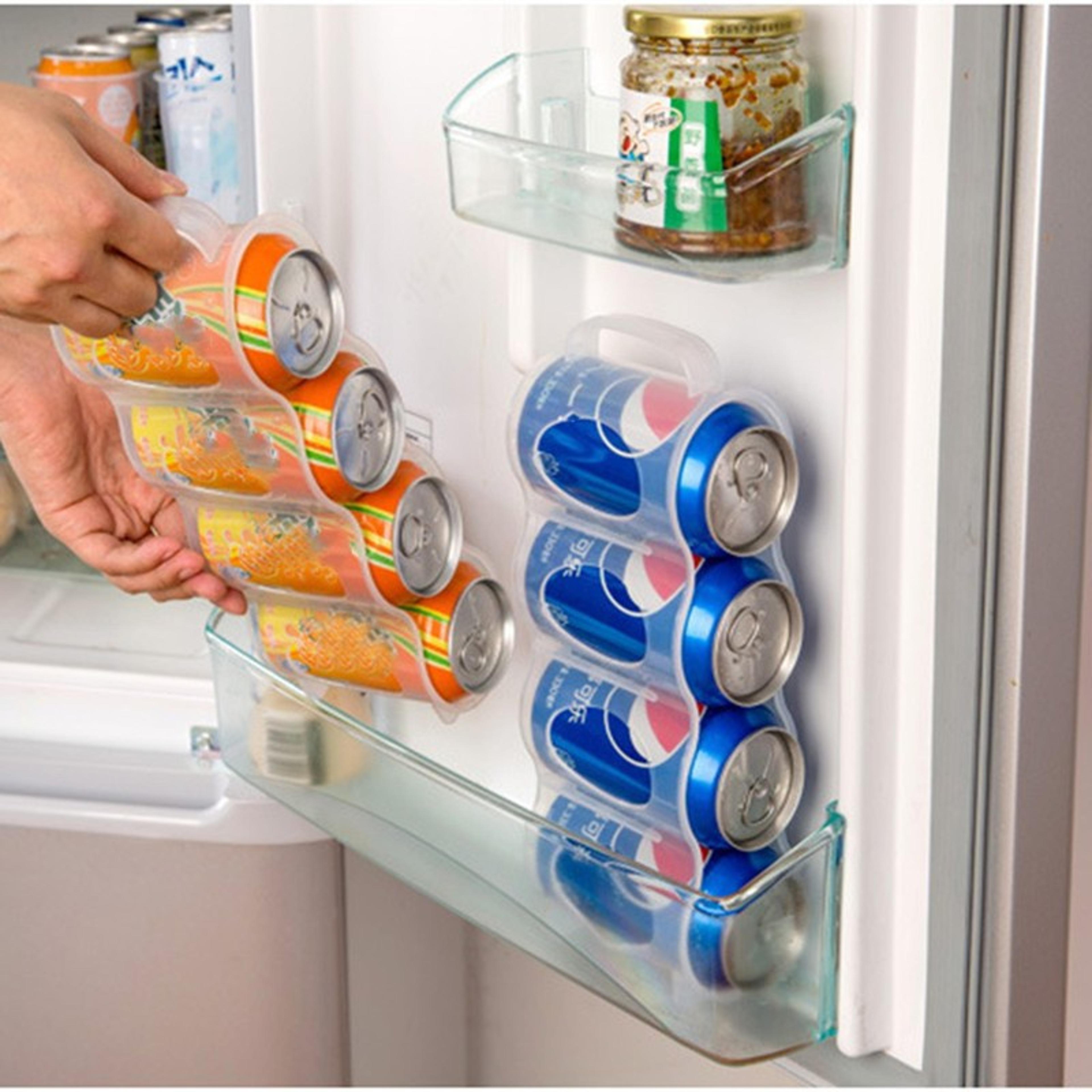 space saving slot soda can organizer for refrigerator and kitchen