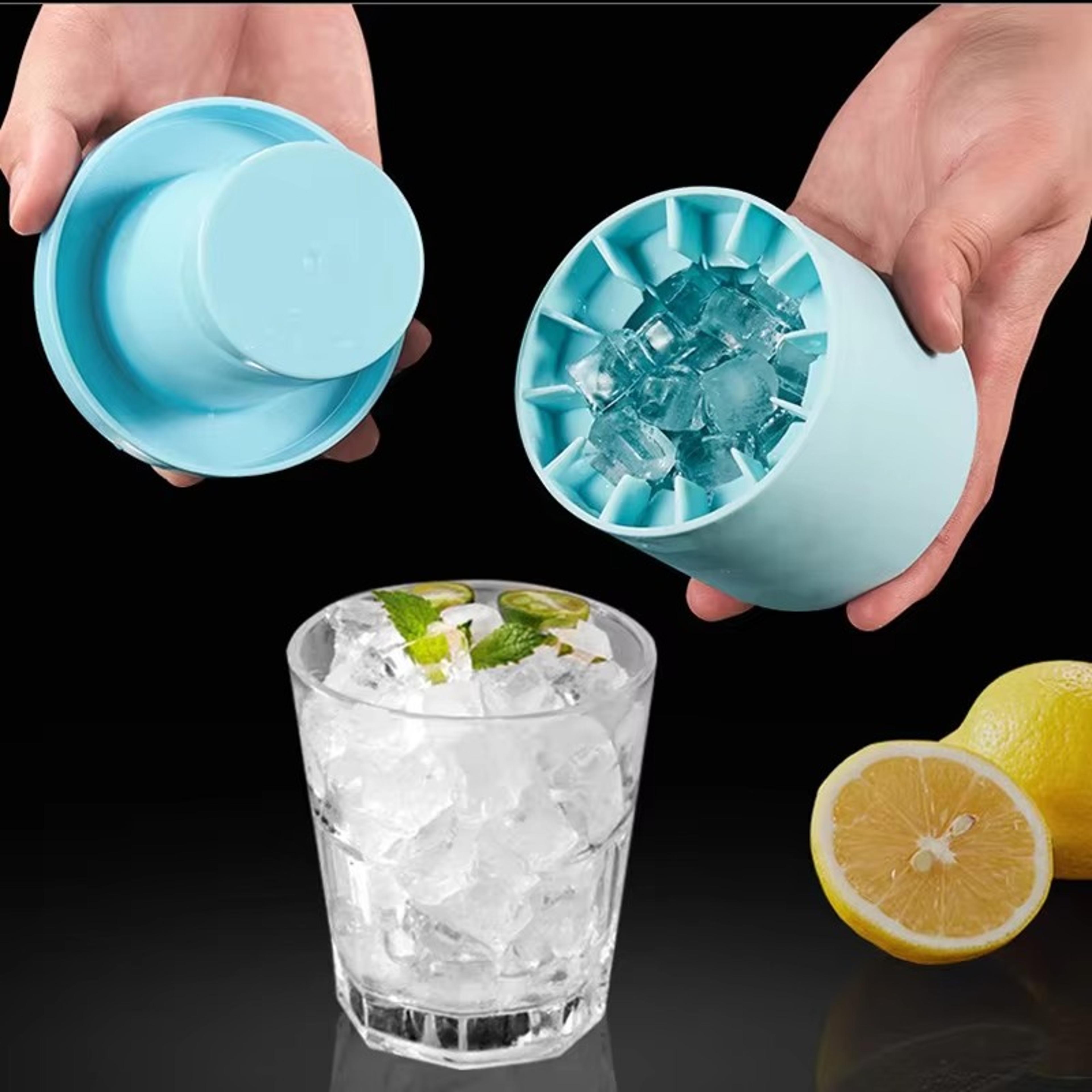 silicone ice cube mold with lid compact cylinder ice bucket
