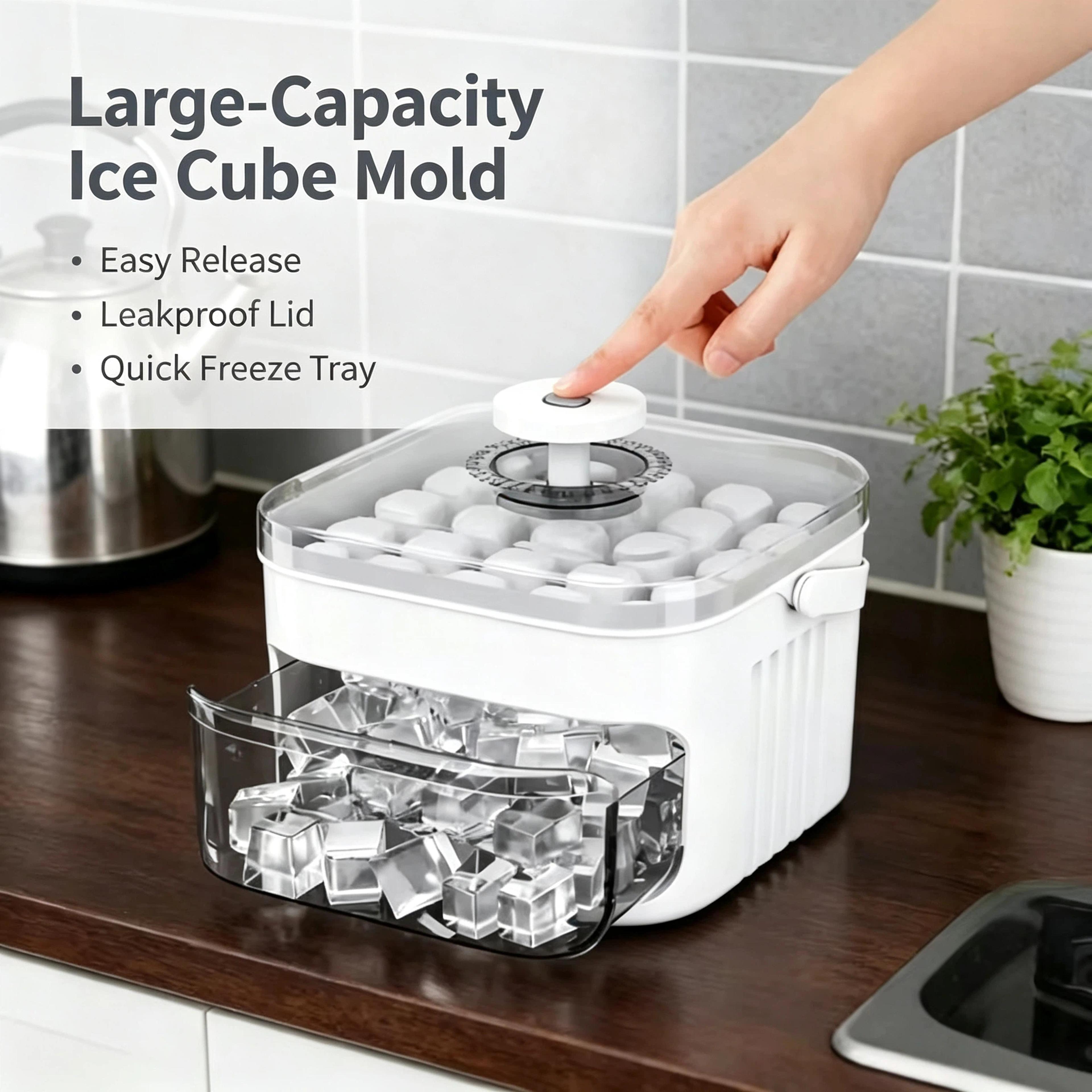 ice cube tray with lid and ice storage bin easy release double layer ice maker