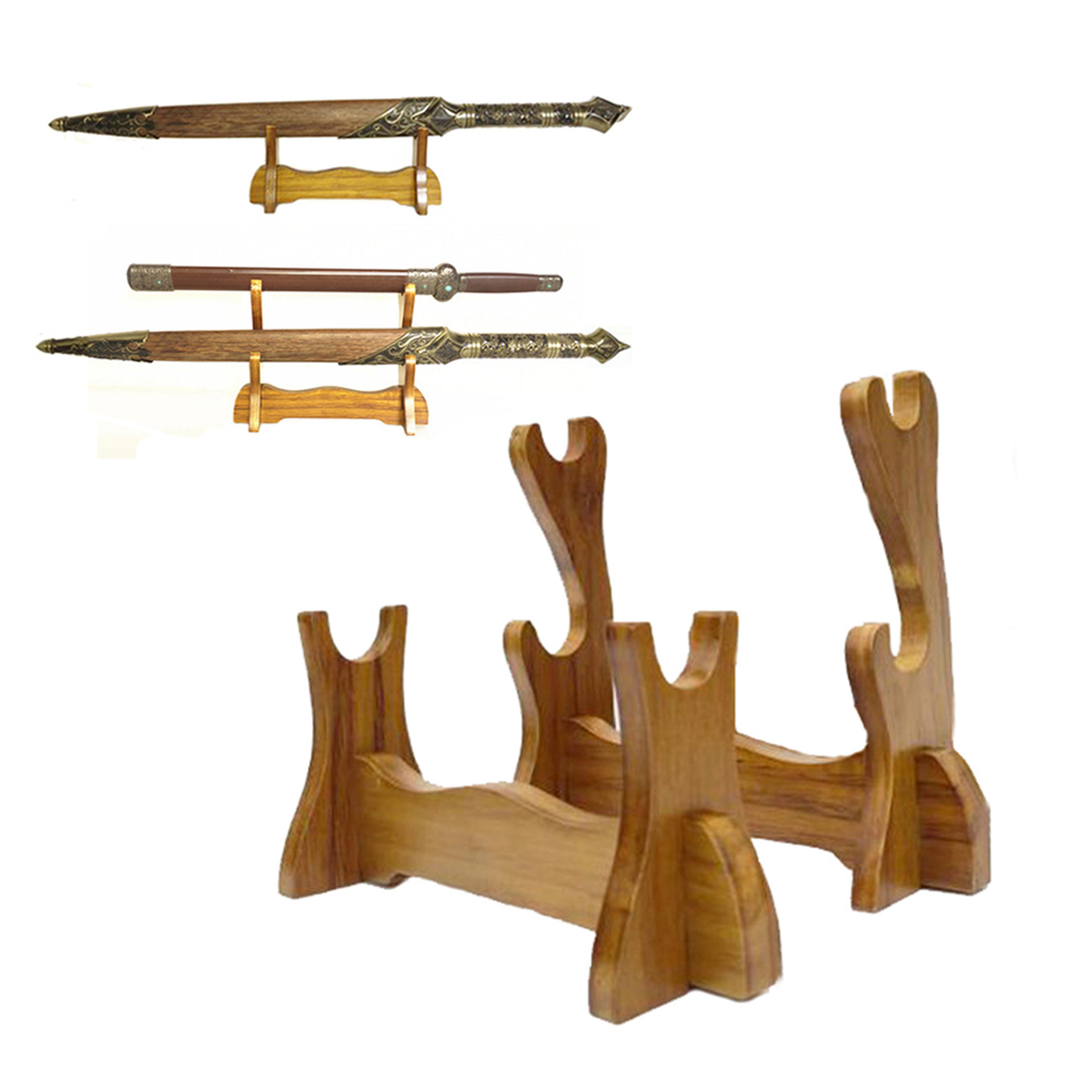 solid wood katana sword stand samurai display rack holder