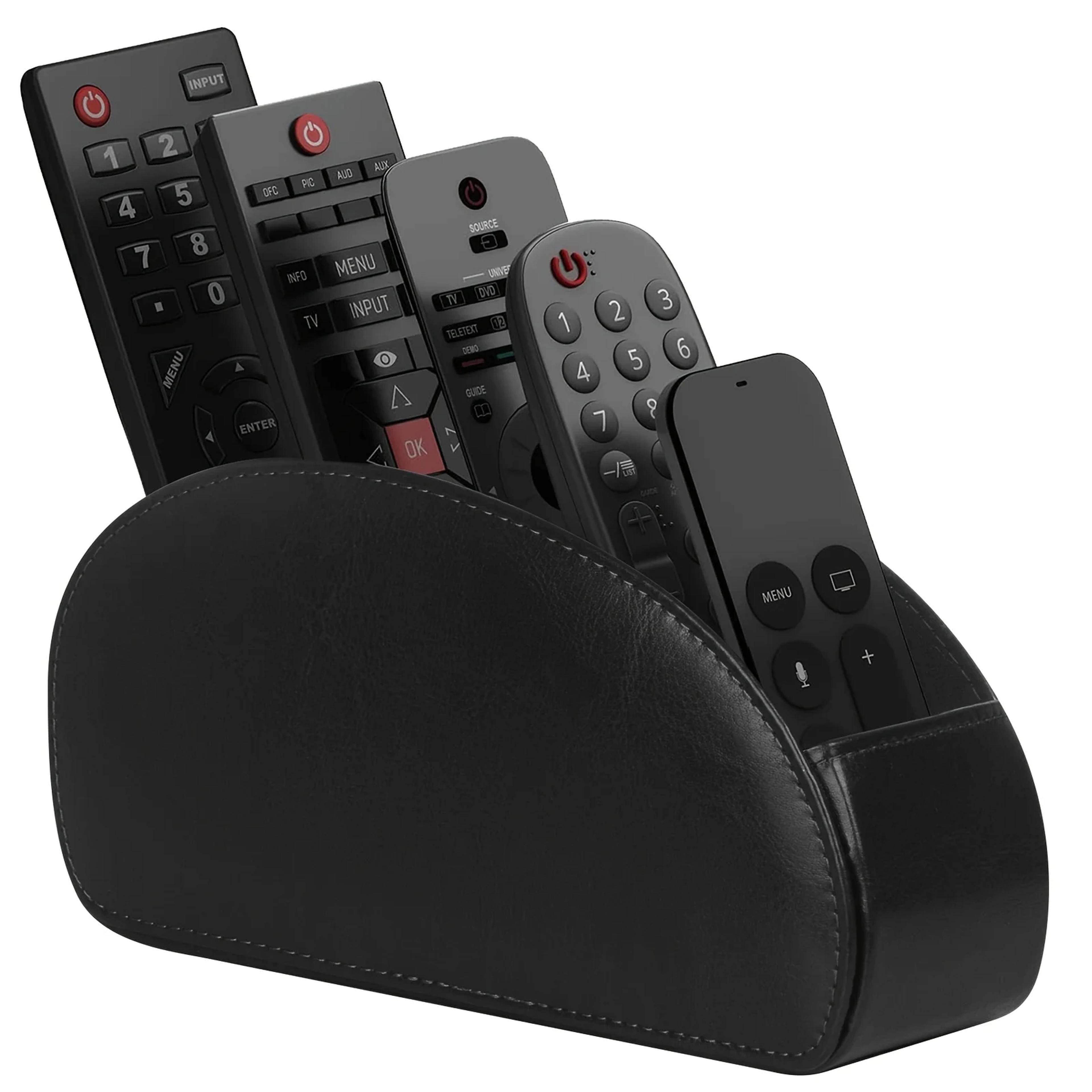 pu leather desk organizer with remote control phone holder and cosmetic storage