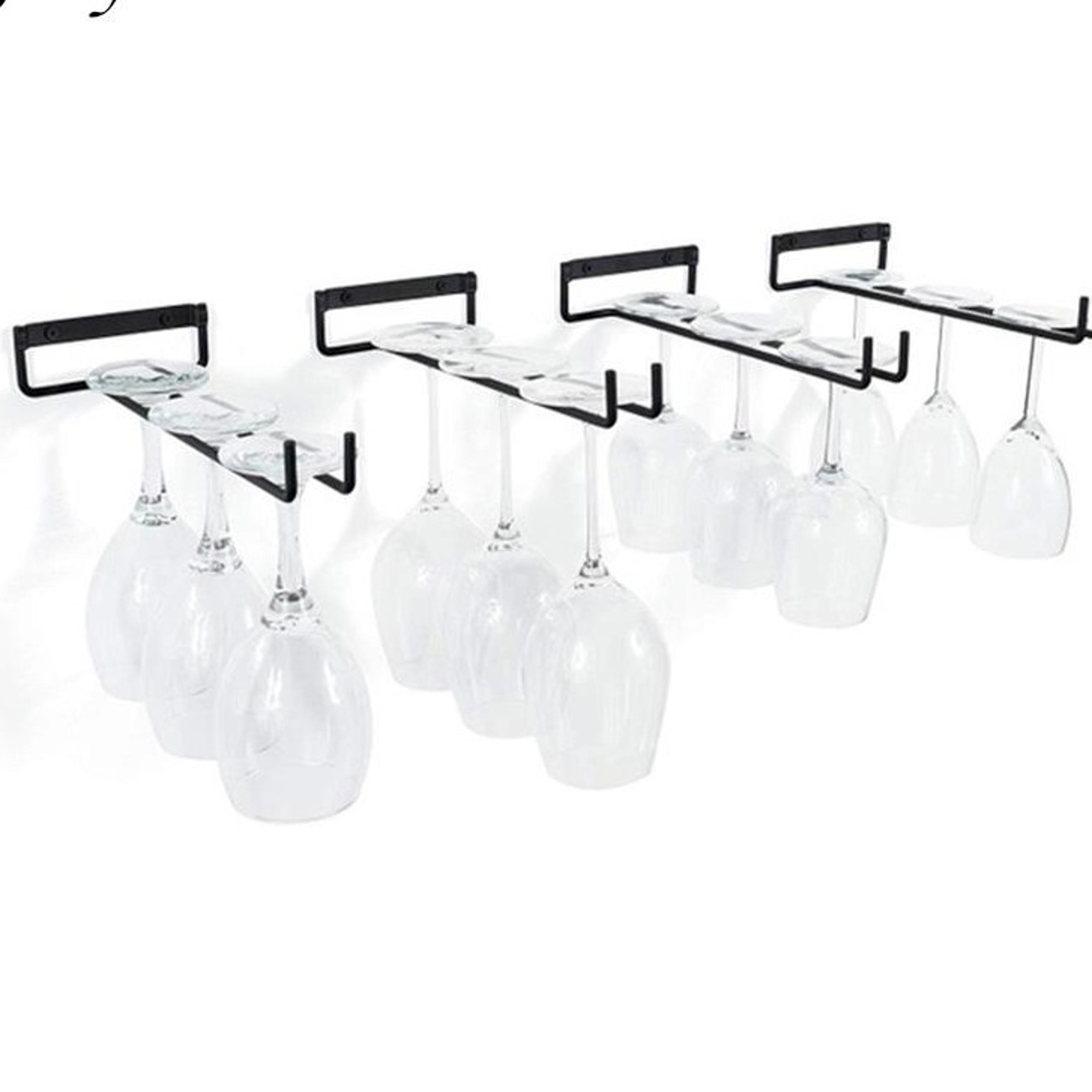 black wine glass holder rack under cabinet stemware organizer for kitchen bar storage