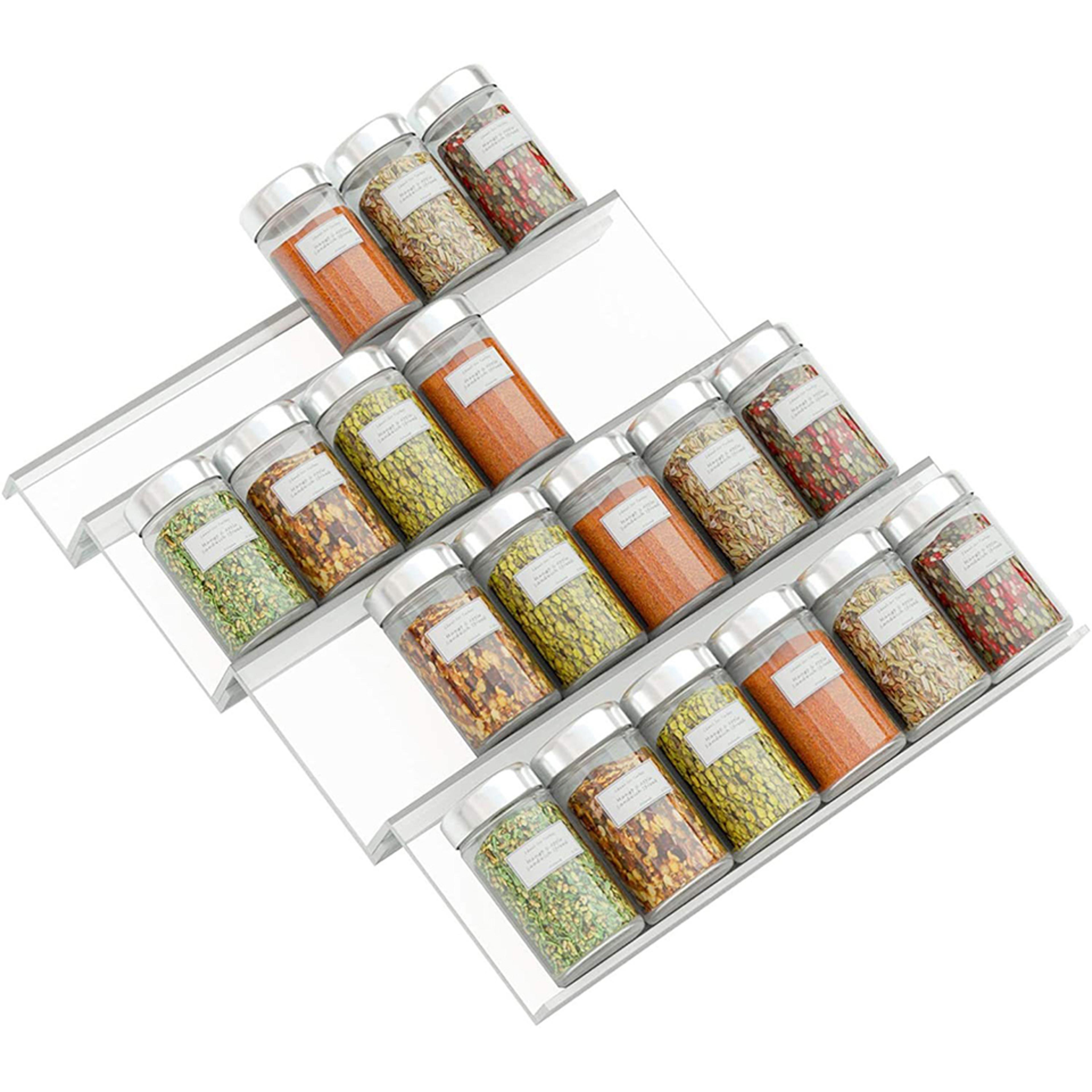 adjustable acrylic spice drawer organizer expandable kitchen cabinet rack