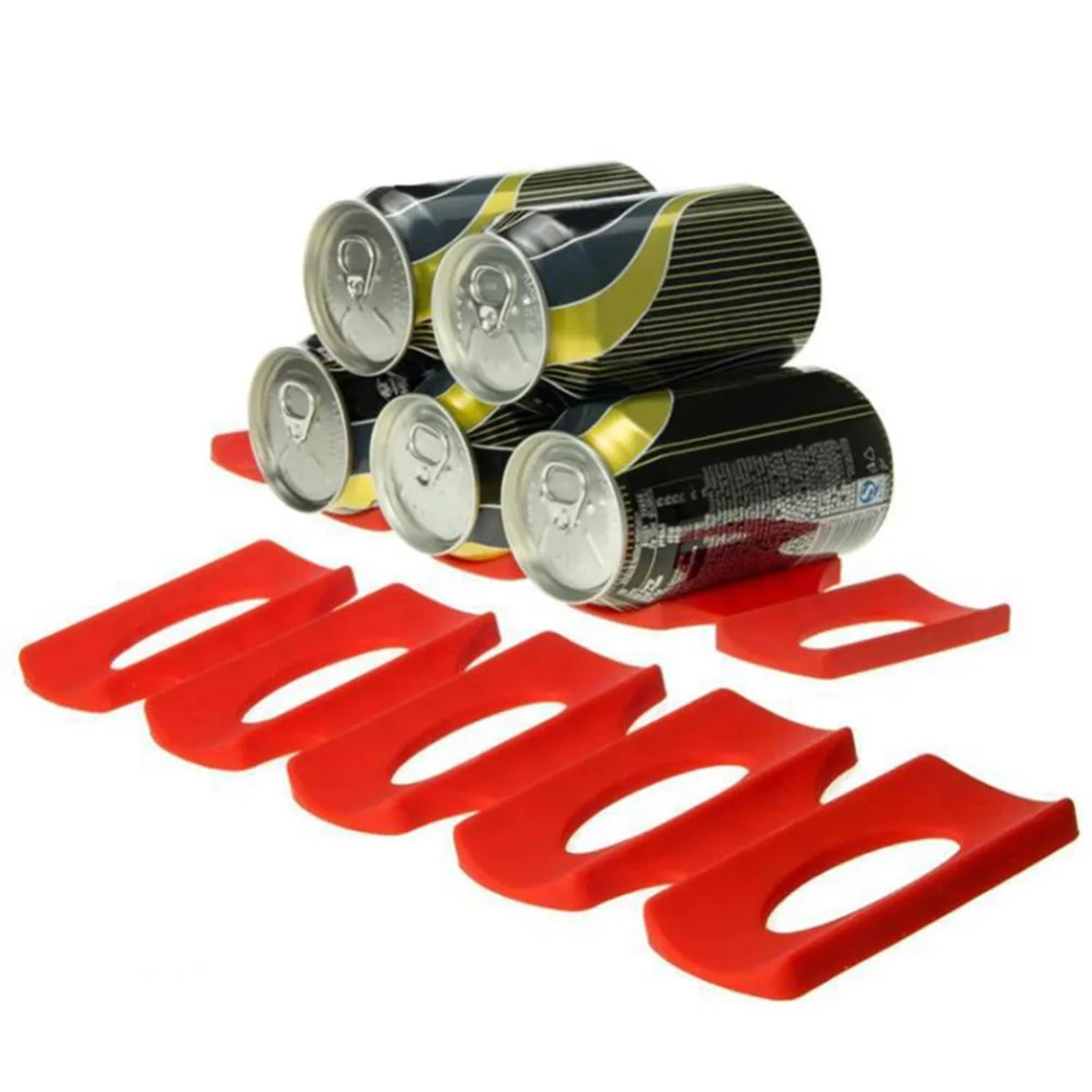 red silicone fridge can holder mat organizer for beer wine bottle storage