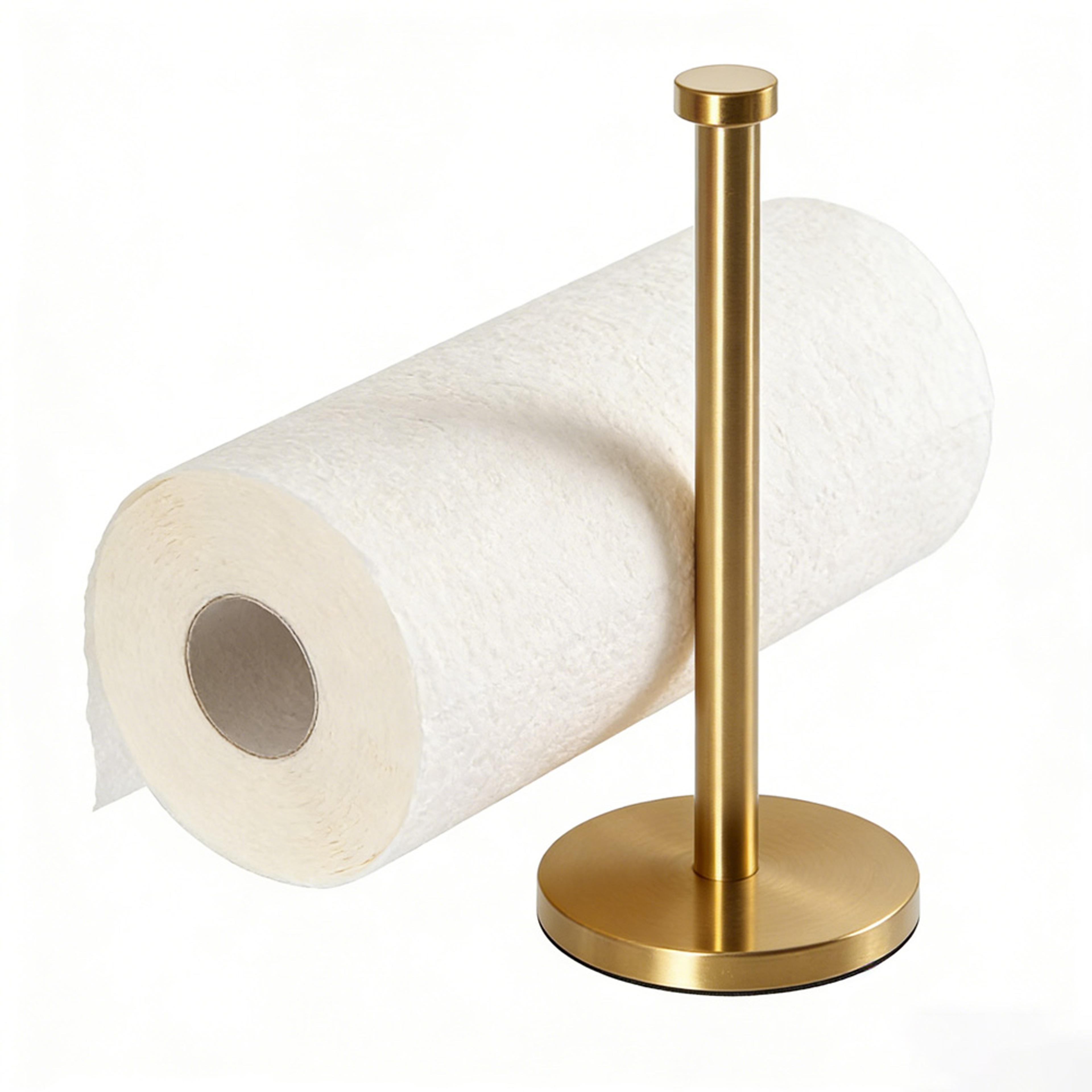 gold vertical paper towel holder luxury countertop stand with anti slip base