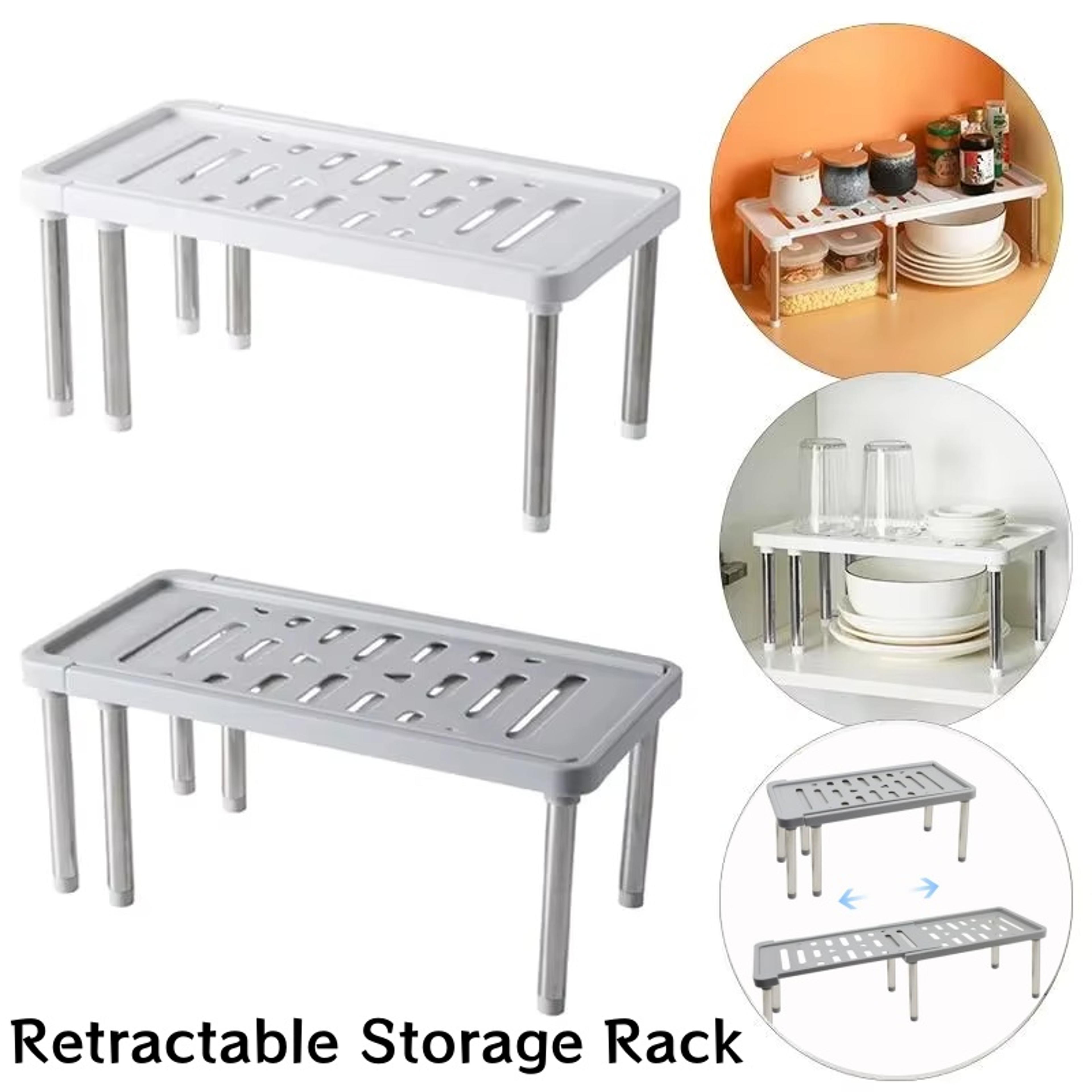 retractable kitchen storage rack organizer adjustable cabinet shelf for dish and seasoning storage