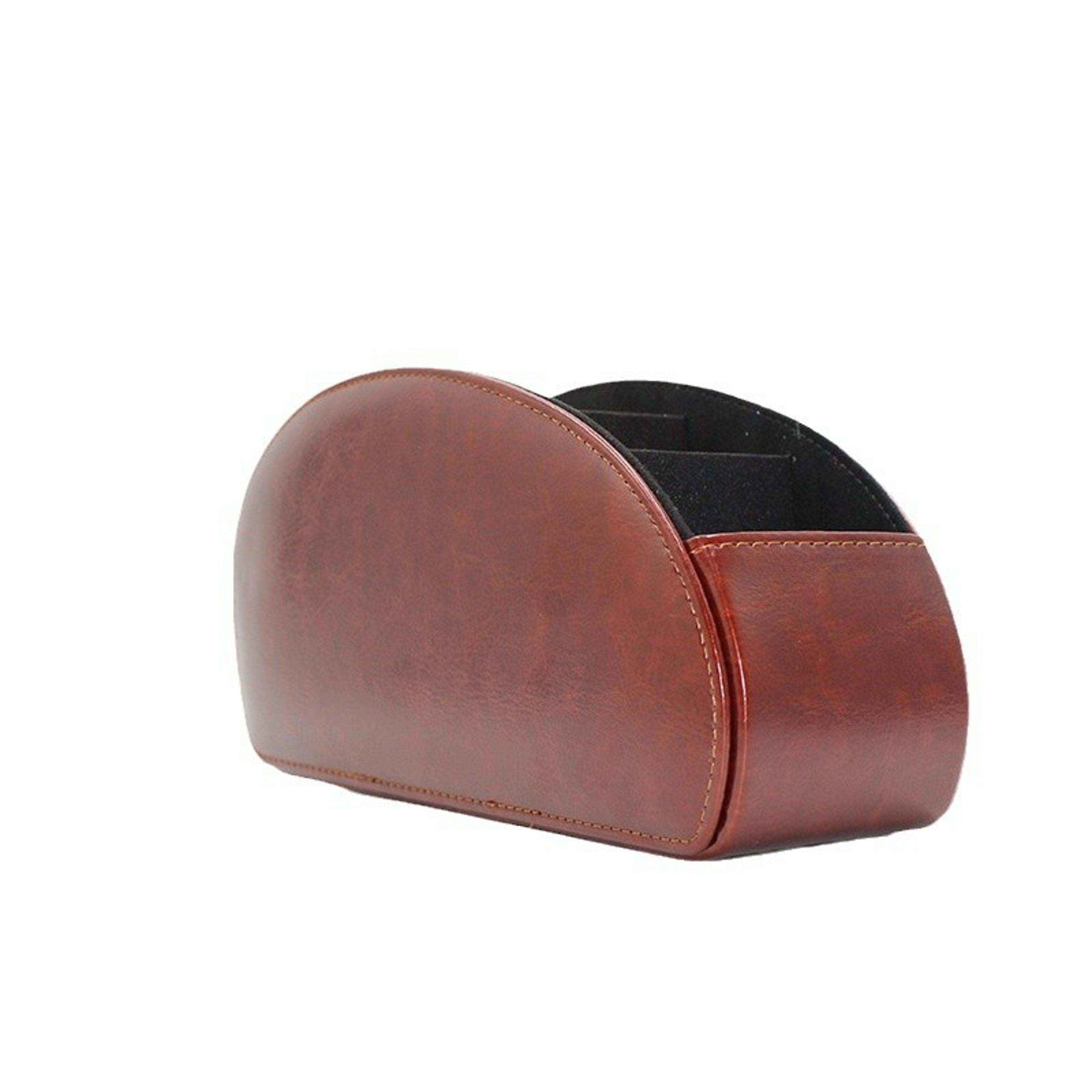 leather remote control holder desk organizer phone storage box