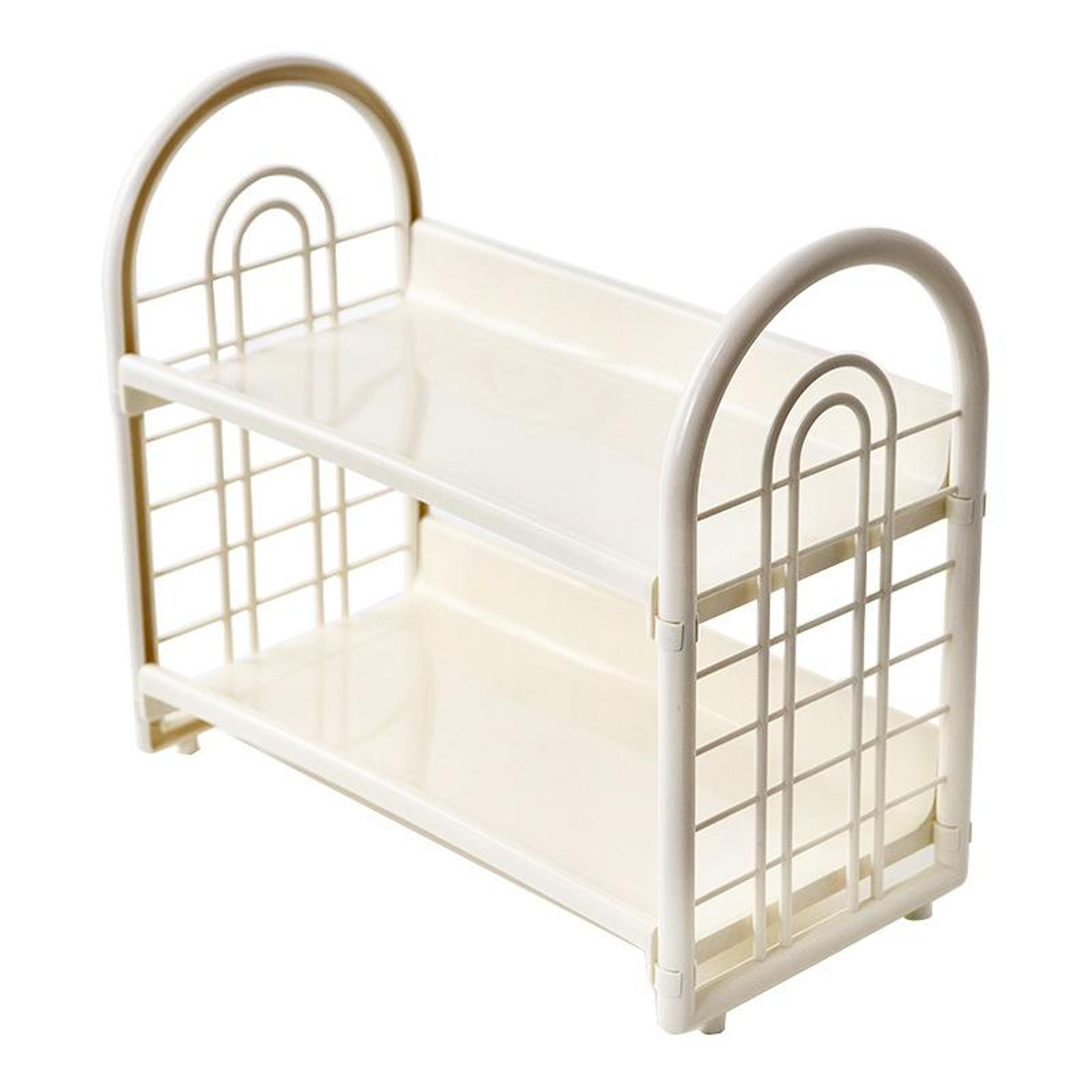 double layer desktop organizer shelf tier cosmetic storage rack for bedroom and dorm