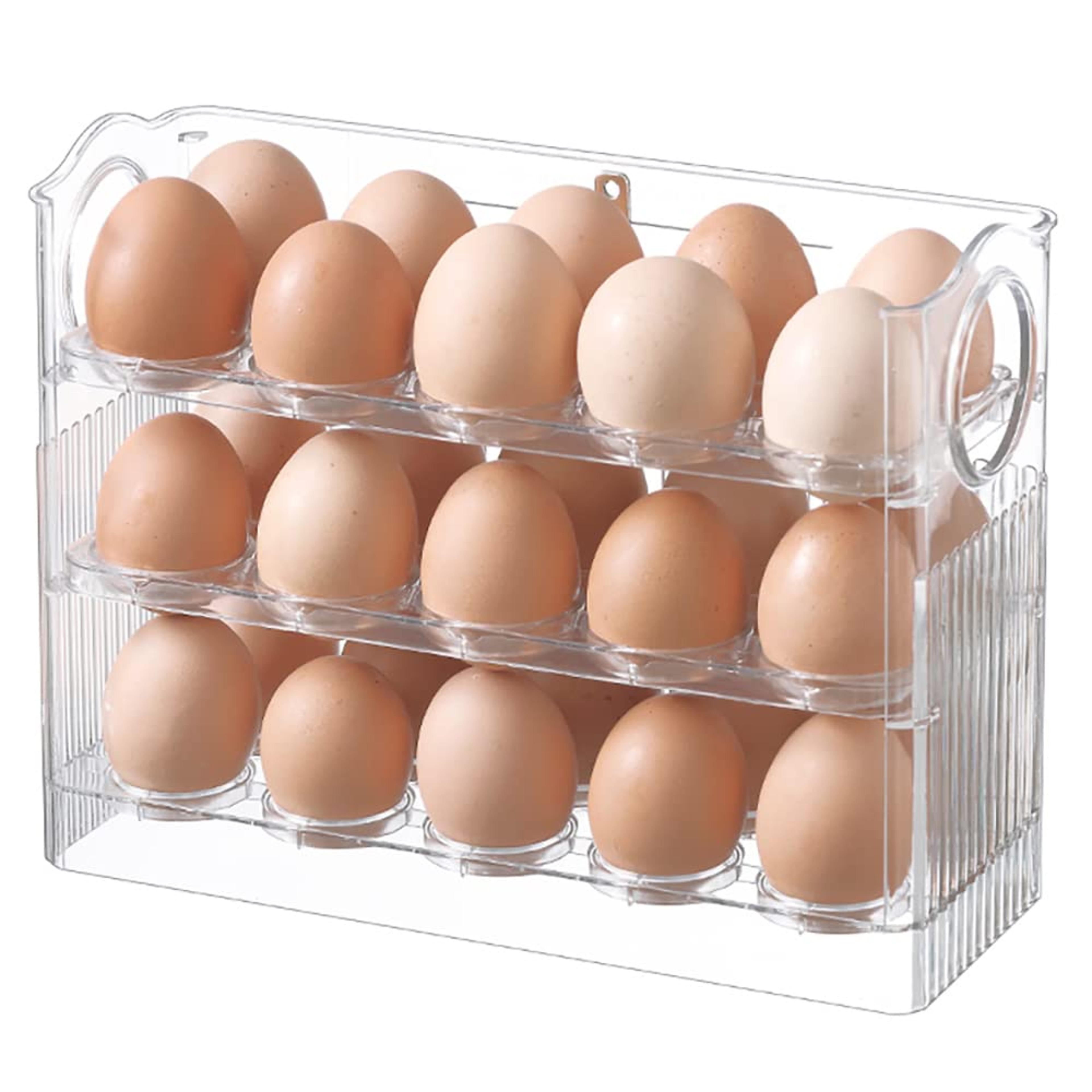 three layer flippable egg holder for refrigerator egg storage organizer tray