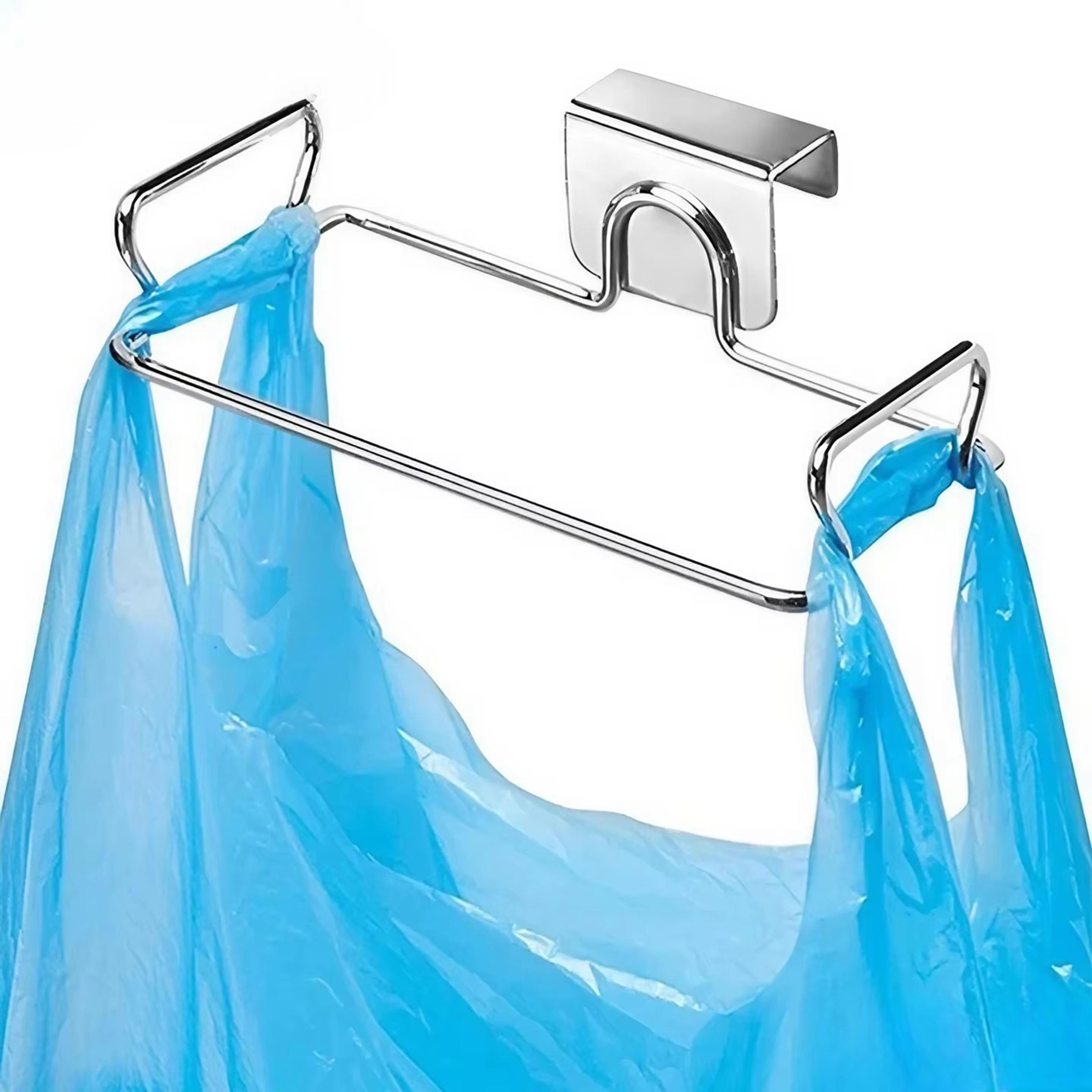 stainless steel under sink organizer with garbage bag holder and cabinet door storage rack