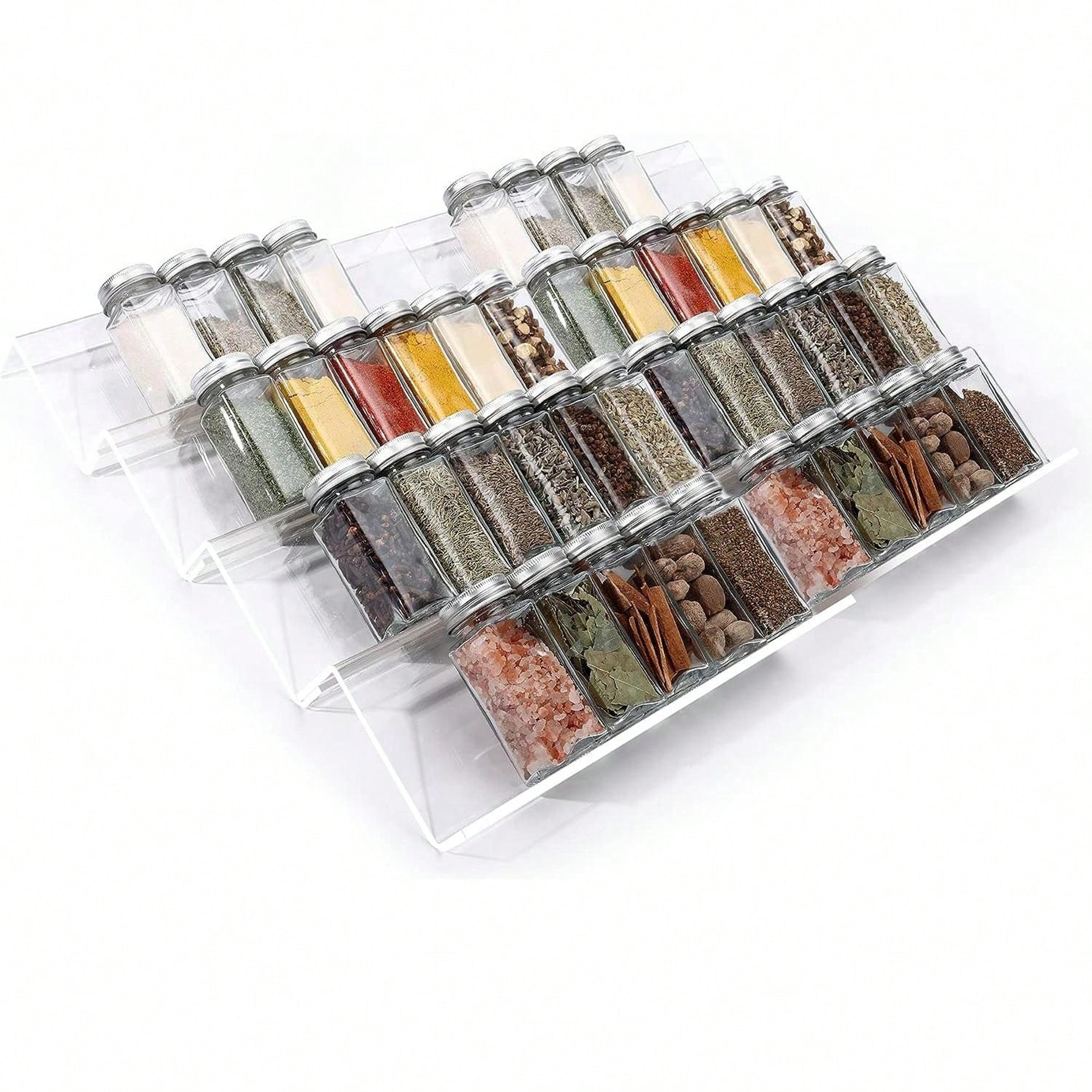 adjustable acrylic spice drawer organizer multi layer kitchen cabinet rack