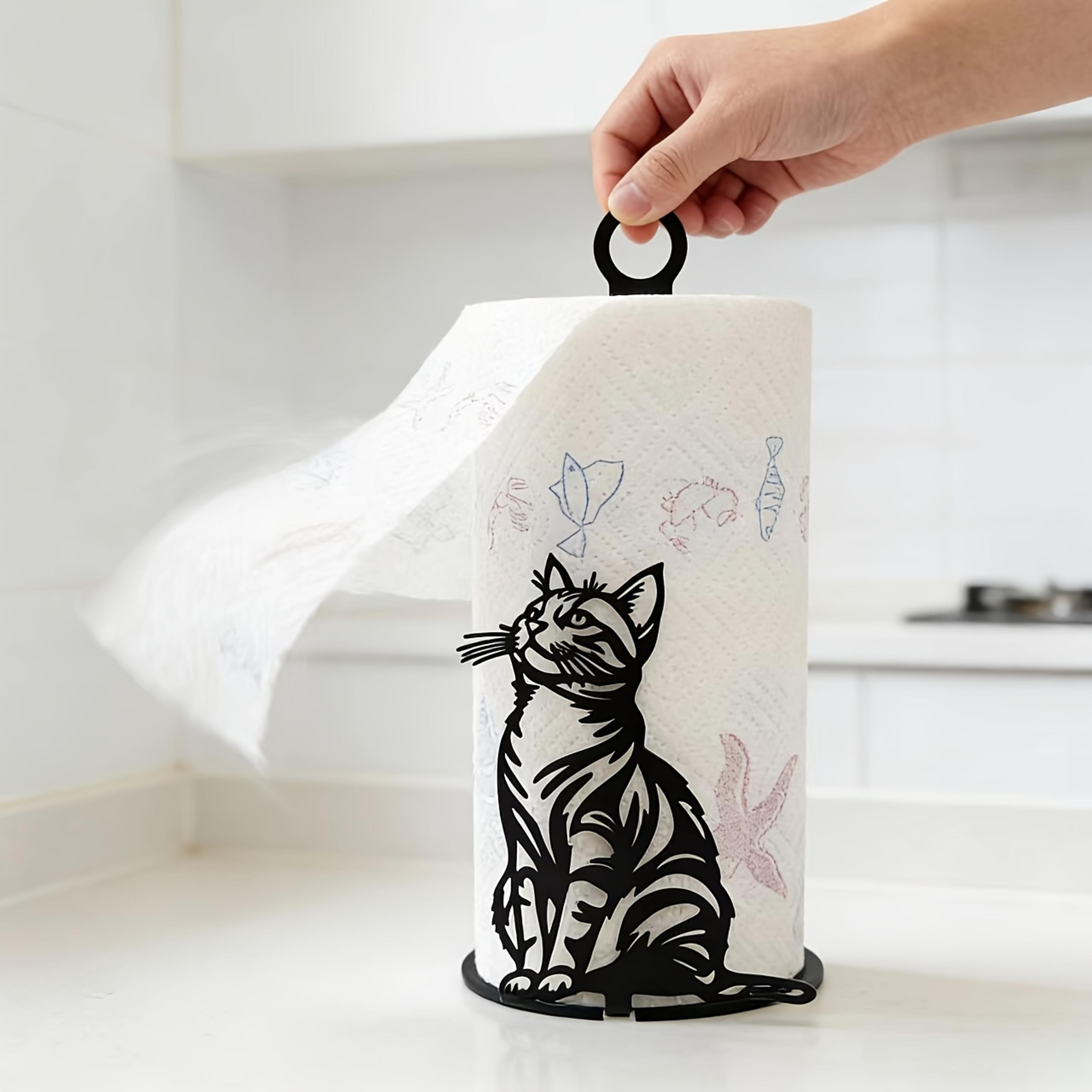 cat shaped paper towel holder cute freestanding kitchen counter organizer