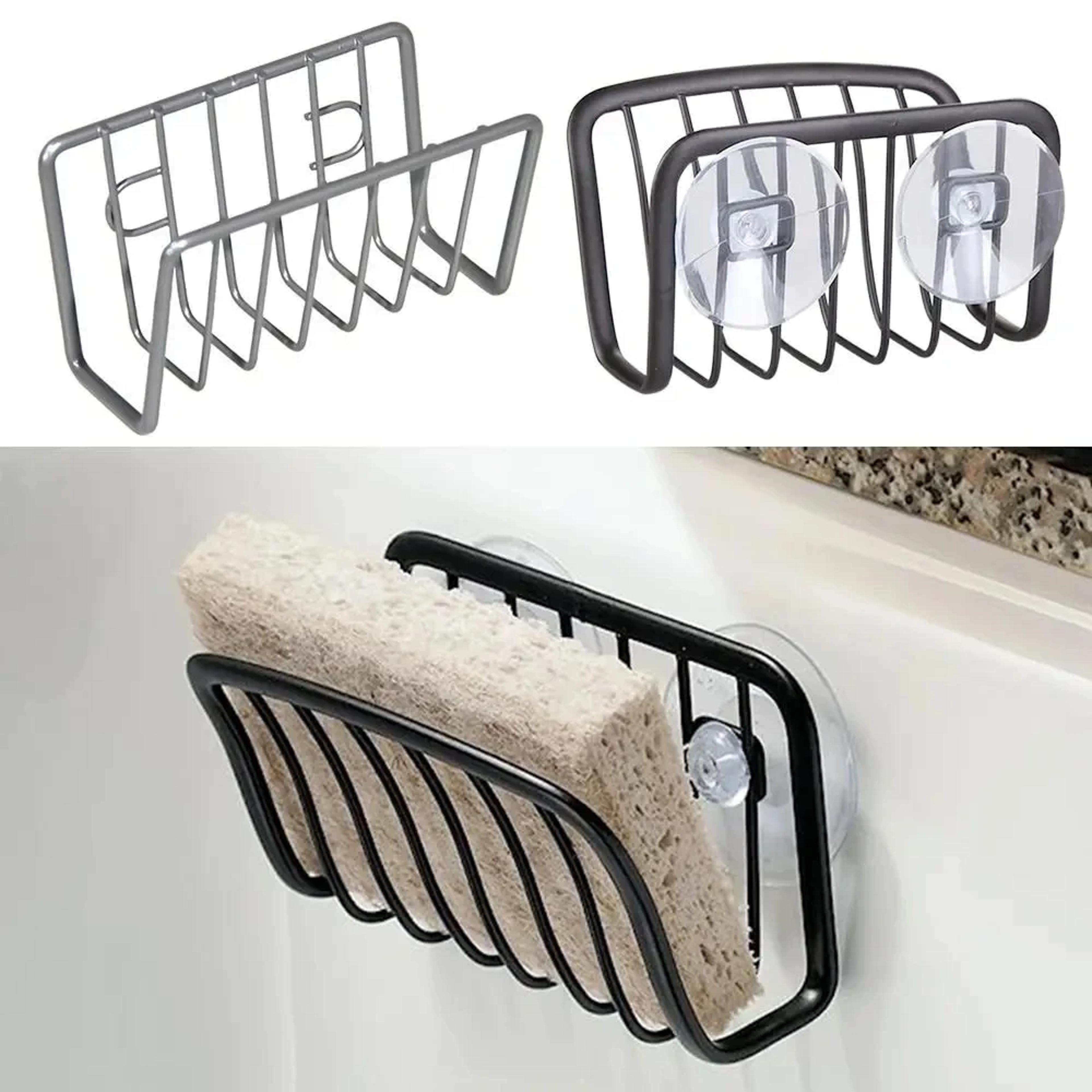 stainless steel sponge holder for kitchen sink with suction cup caddy organizer