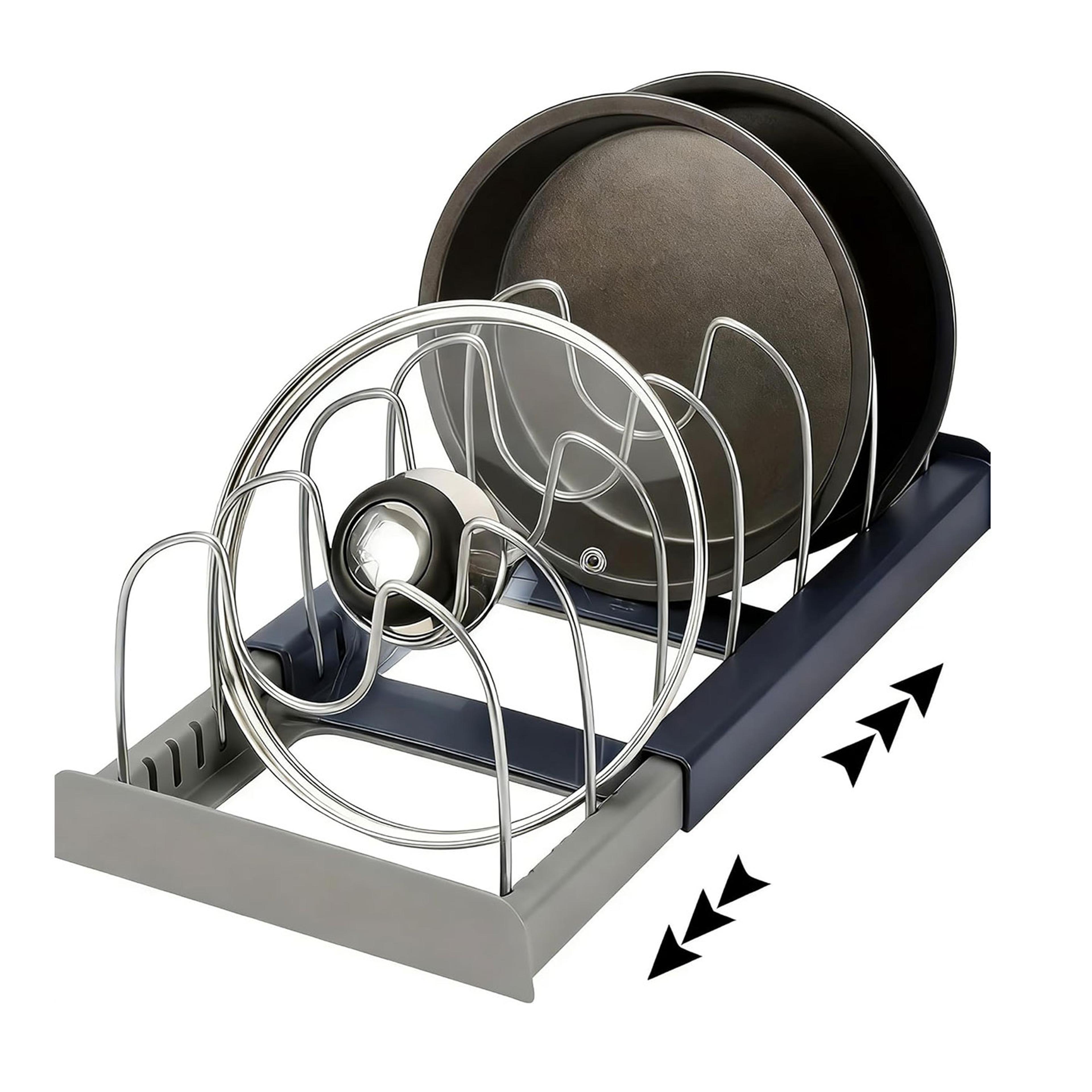 retractable pan lid organizer space saving kitchen cabinet storage rack