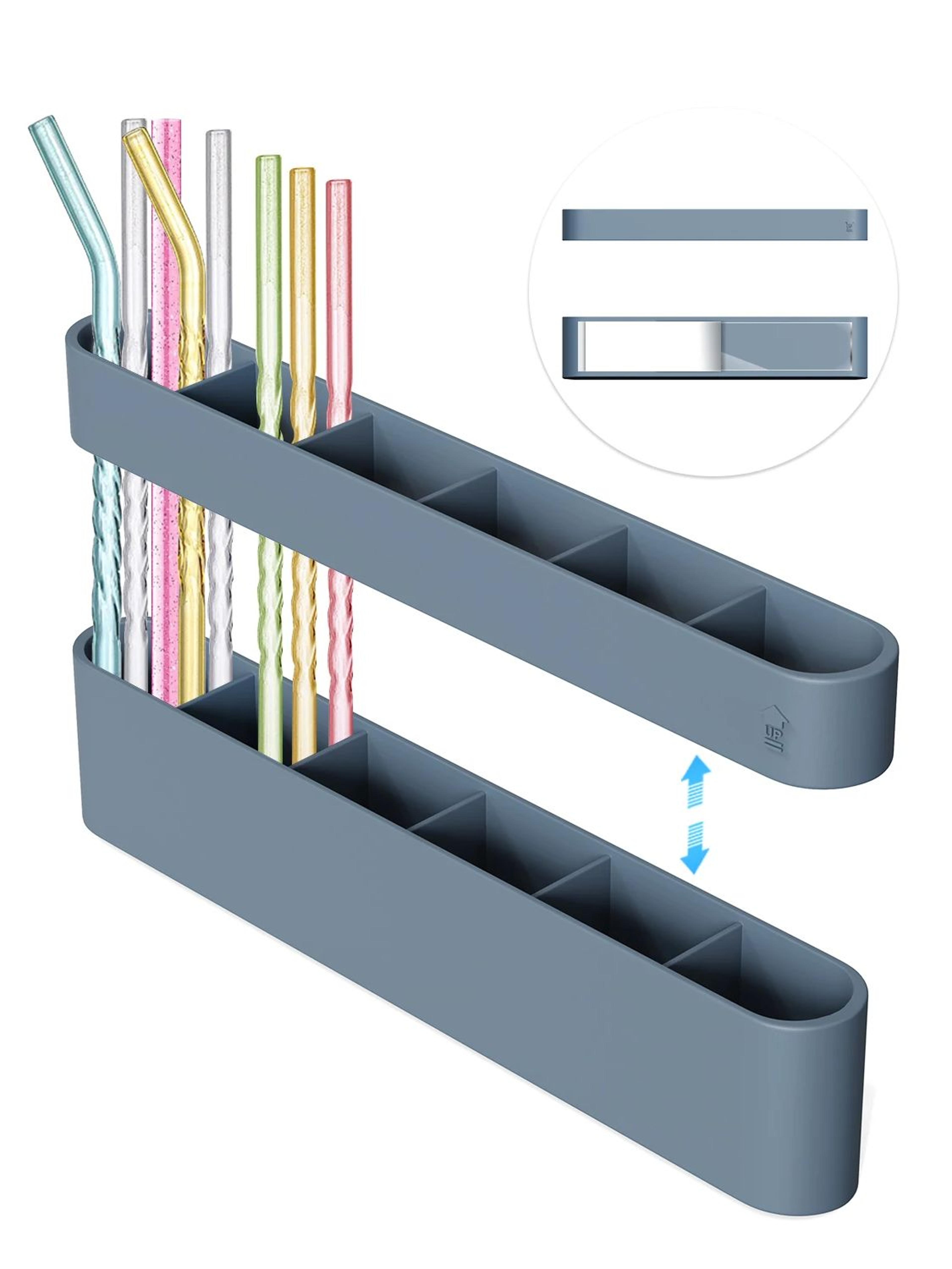 silicone straw holder for cabinet with self adhesive straw dispenser and kitchen organizer