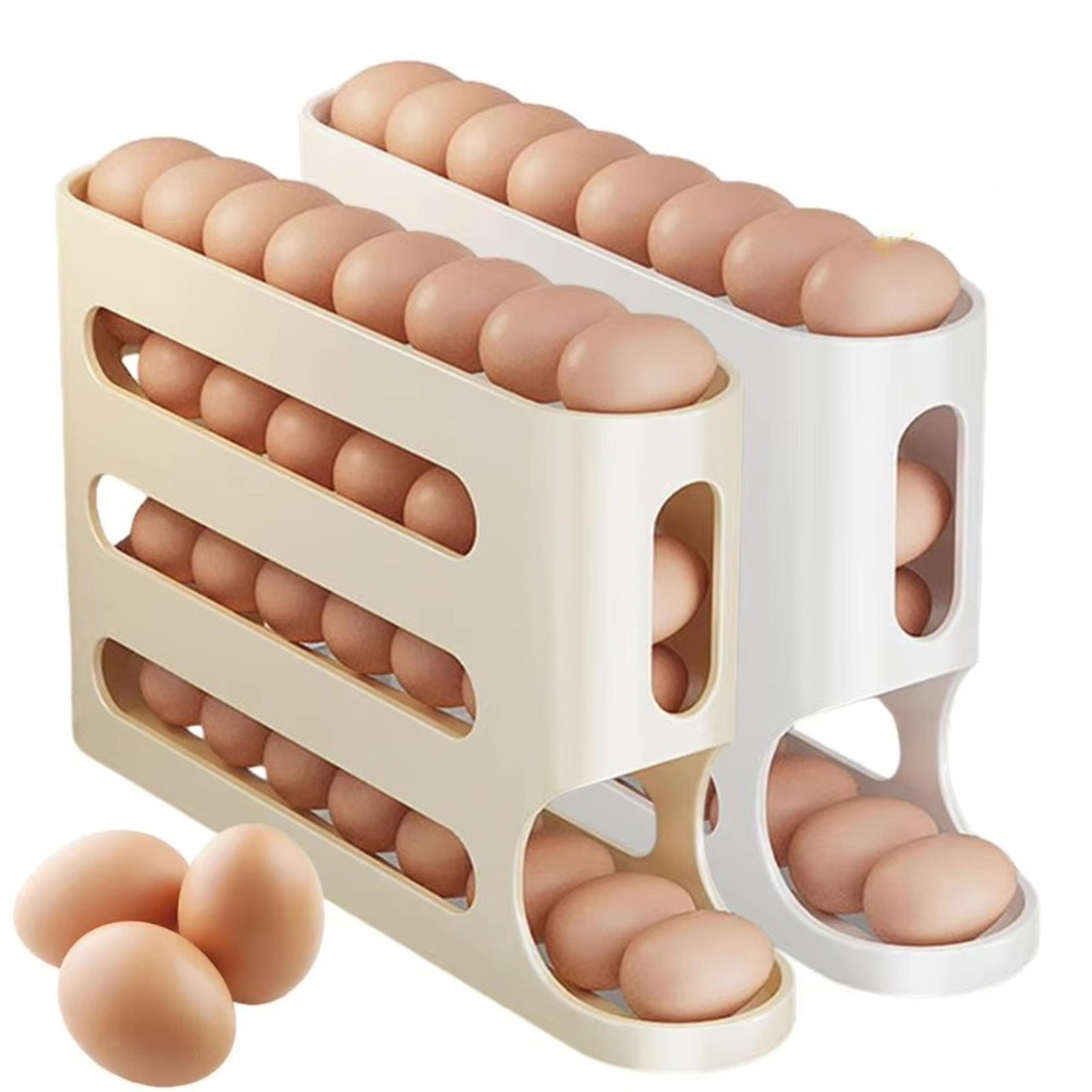 automatic egg storage box large capacity rolling egg tray for kitchen organization