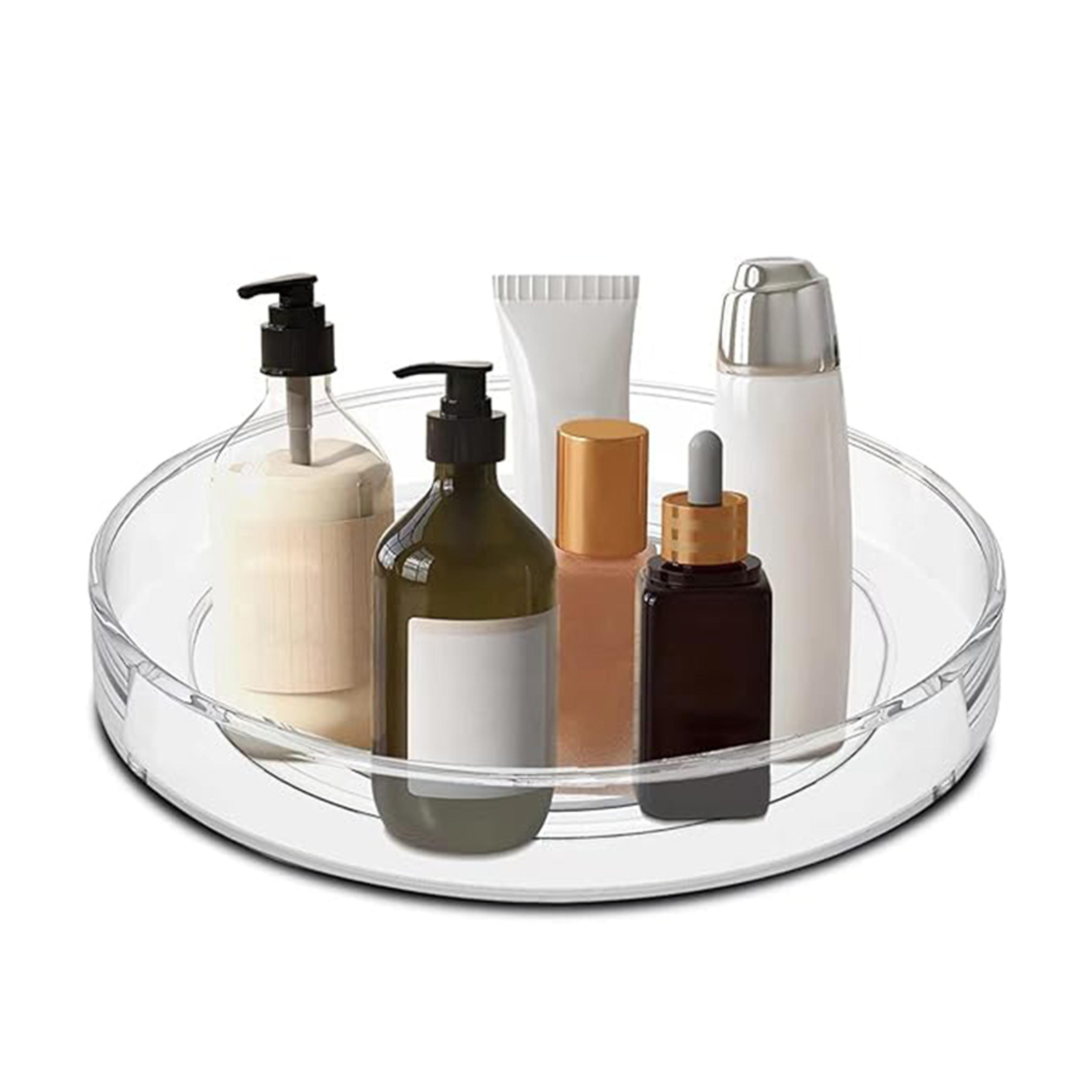 rotating turntable organizer for kitchen pantry cabinet and fridge storage