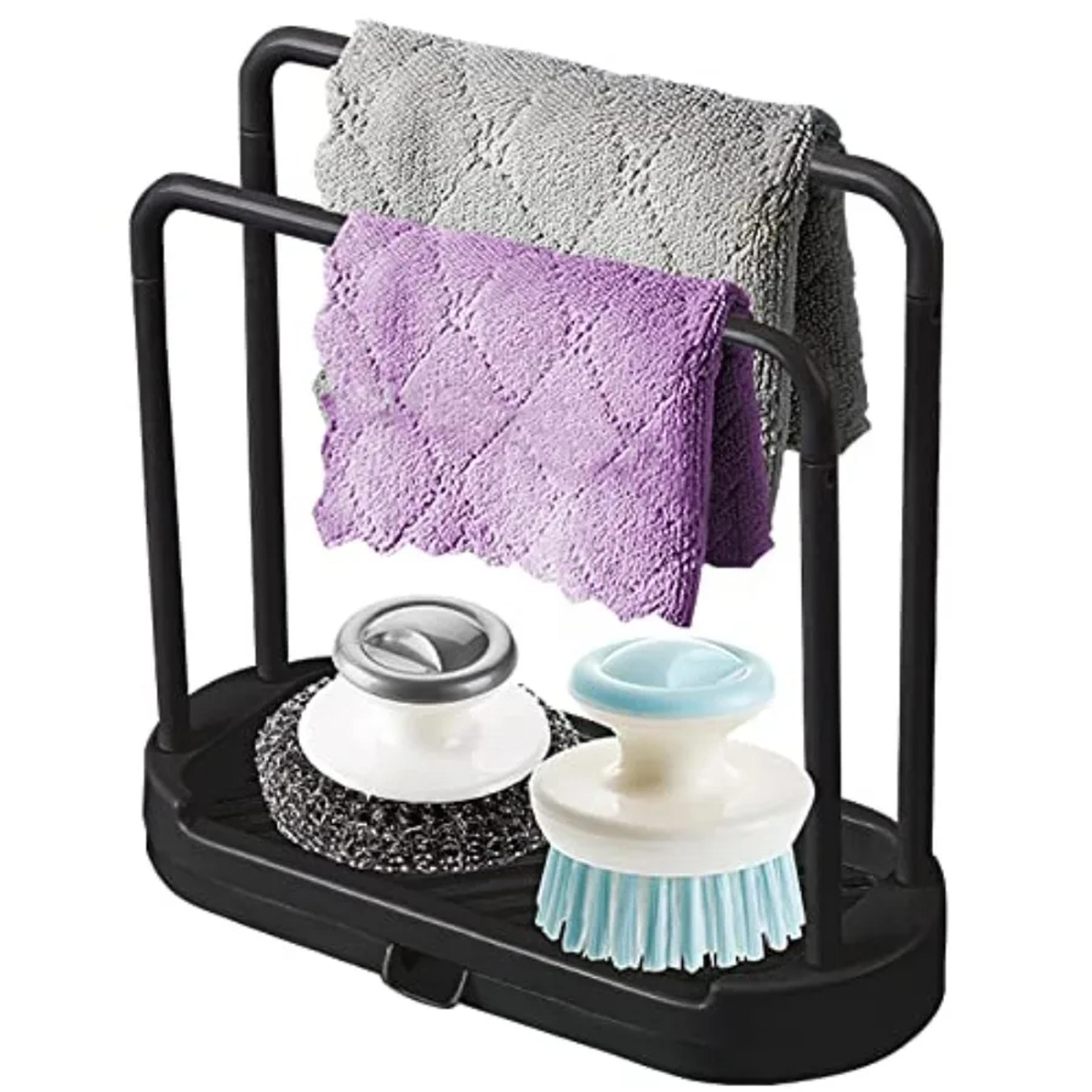 kitchen sink organizer rack tray for sponge brush and dish cloth storage