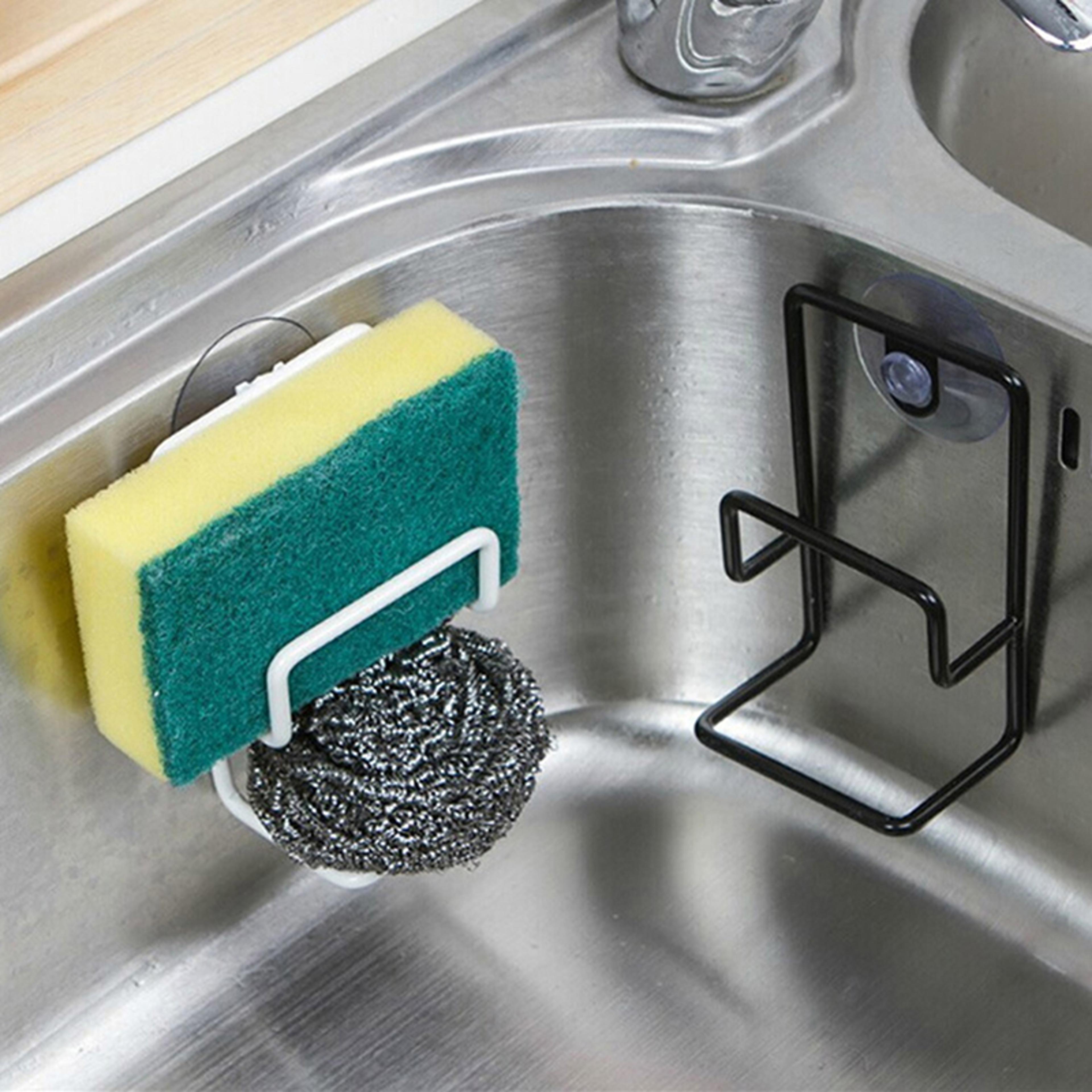 metal suction cup sink drain rack wall mounted sponge holder kitchen organizer