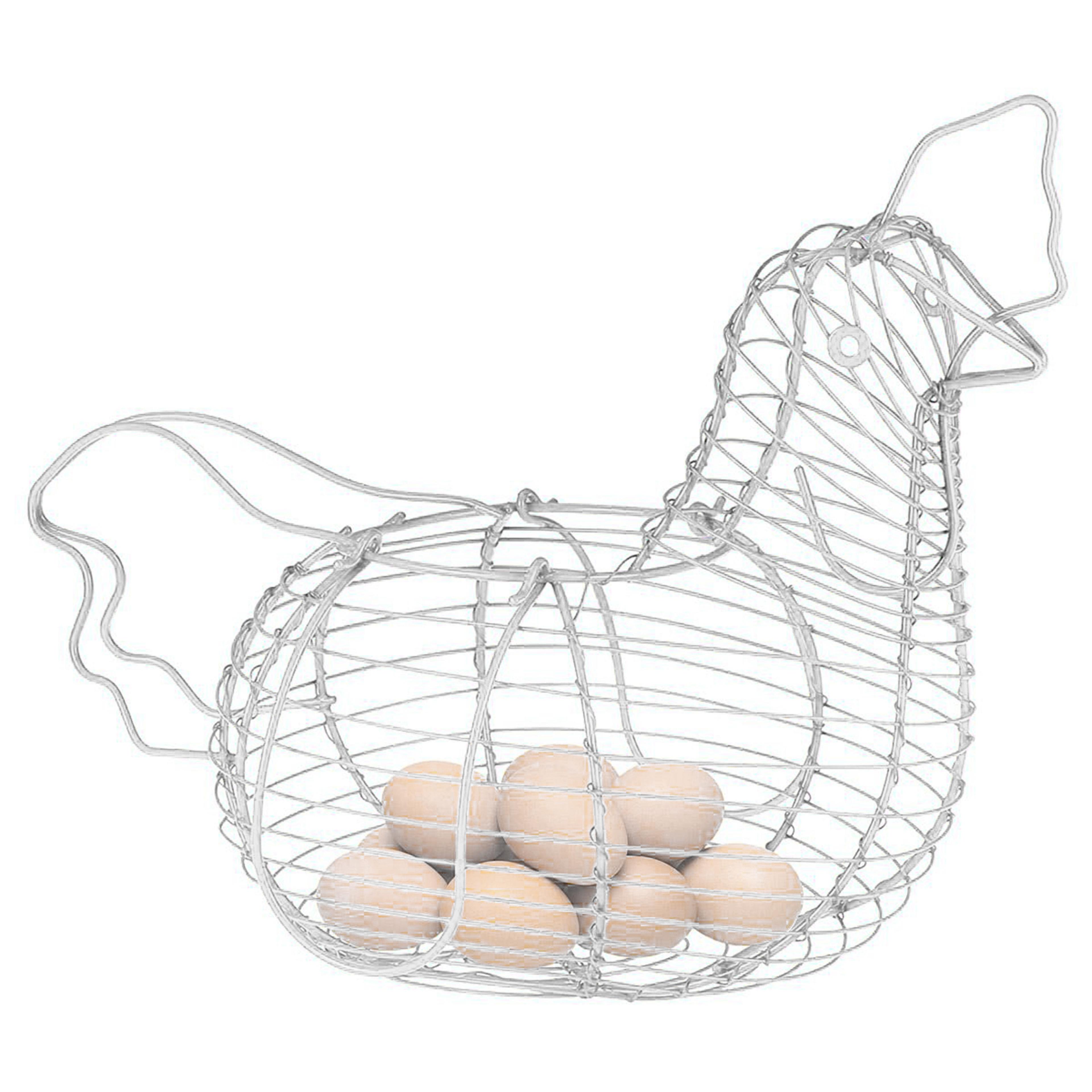 chicken shaped egg holder basket iron kitchen storage organizer for countertop farmhouse decor