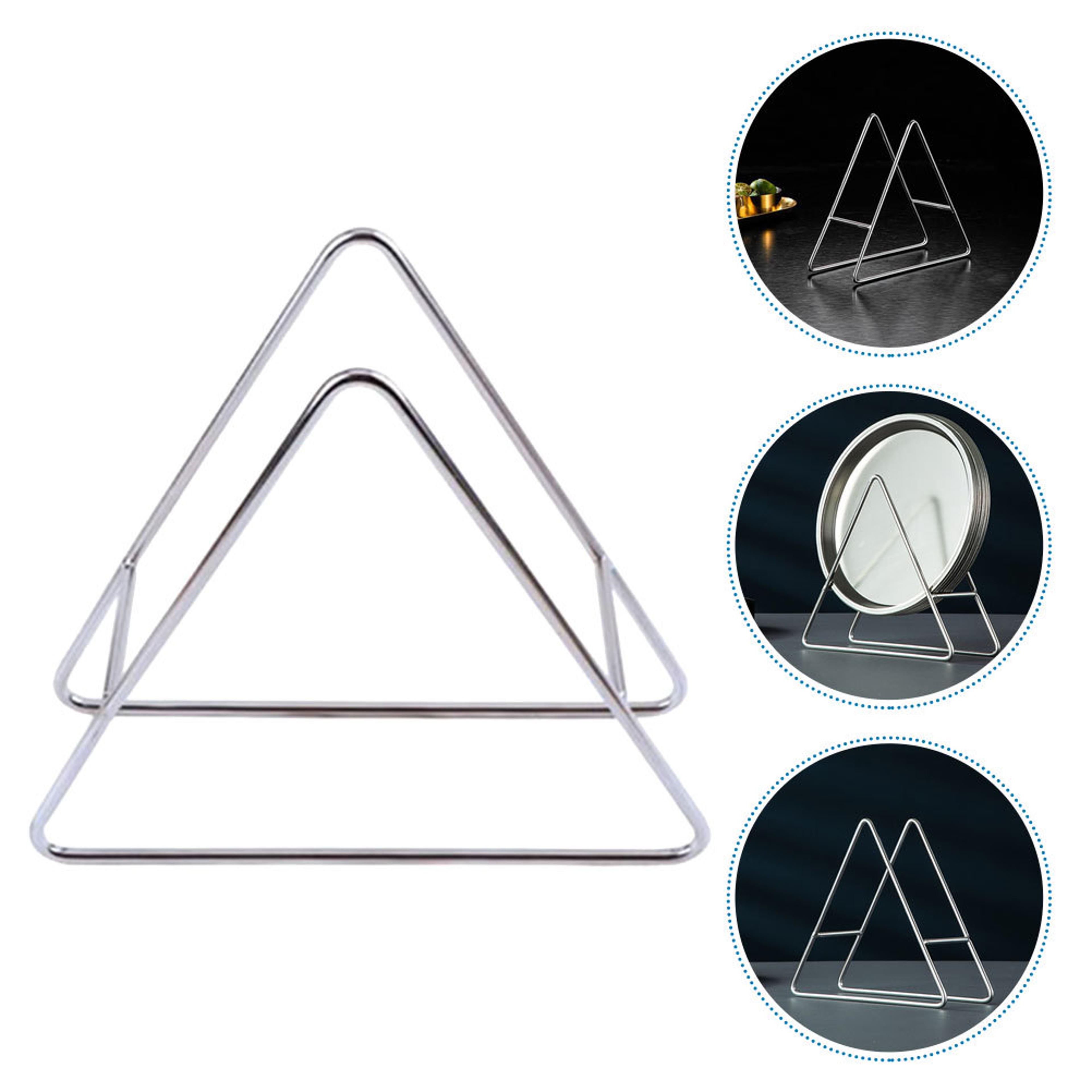 triangle metal plate holder dish rack for kitchen countertop space saving storage