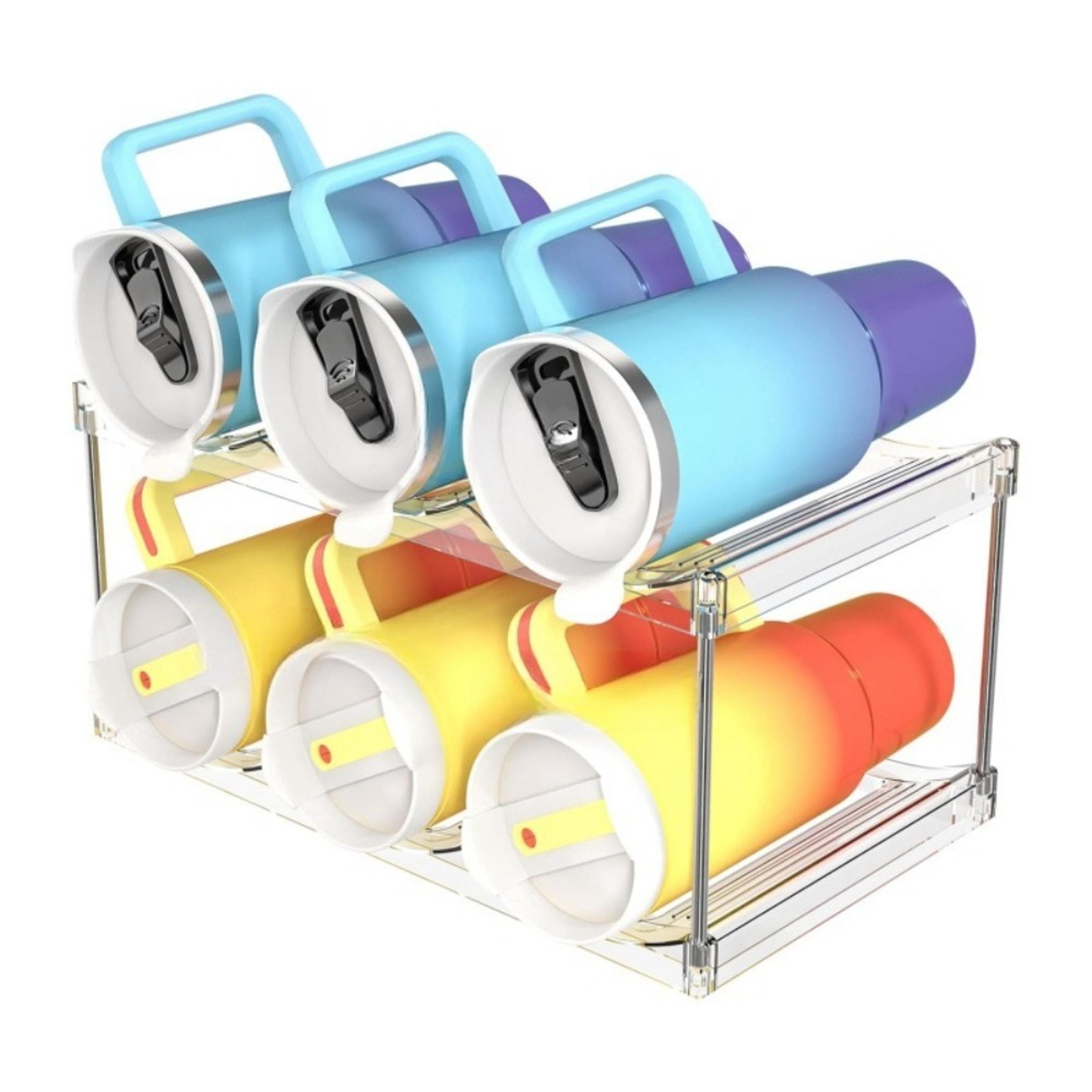 clear water bottle organizer stackable space saving rack