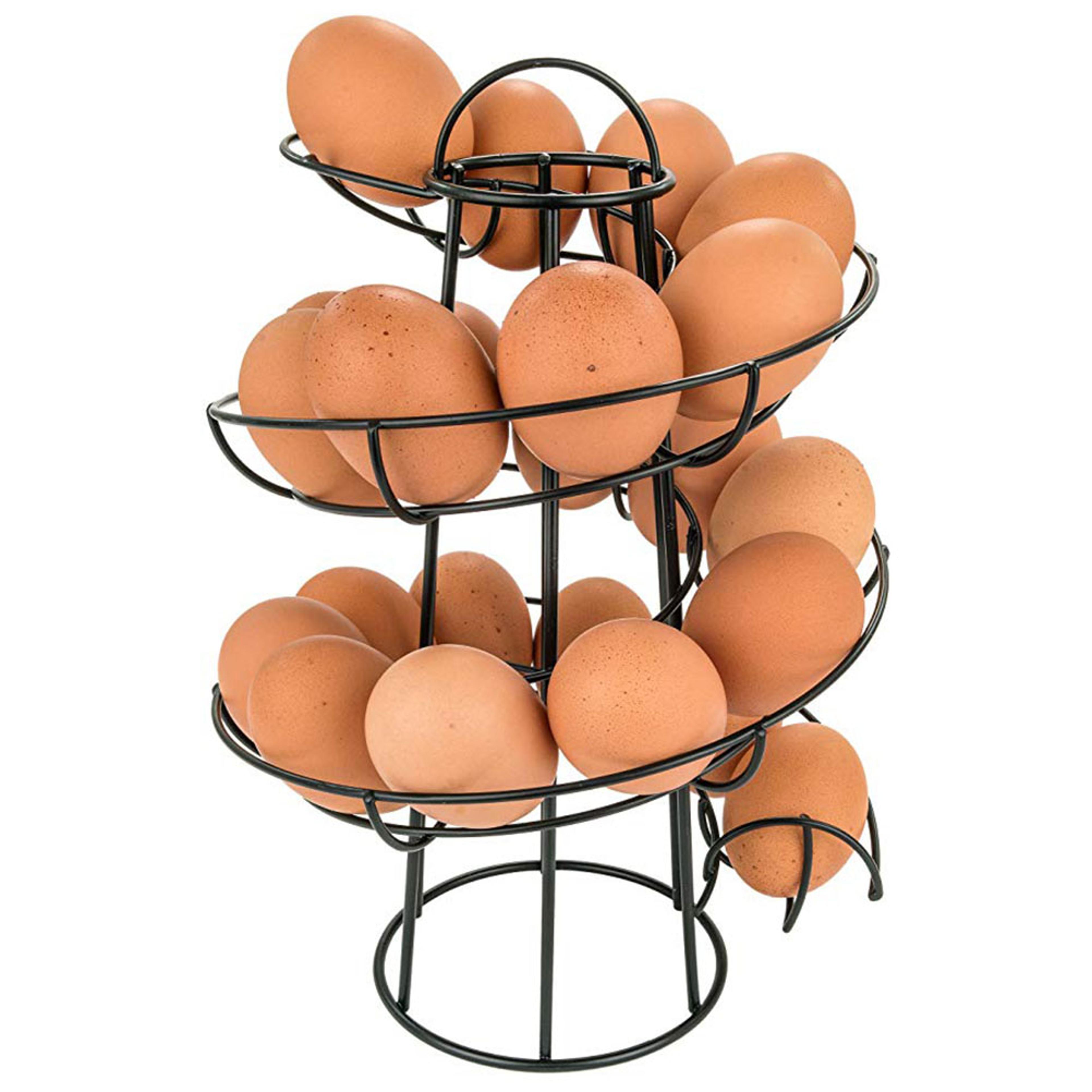 spiral egg dispenser rack metal egg storage organizer for kitchen countertop