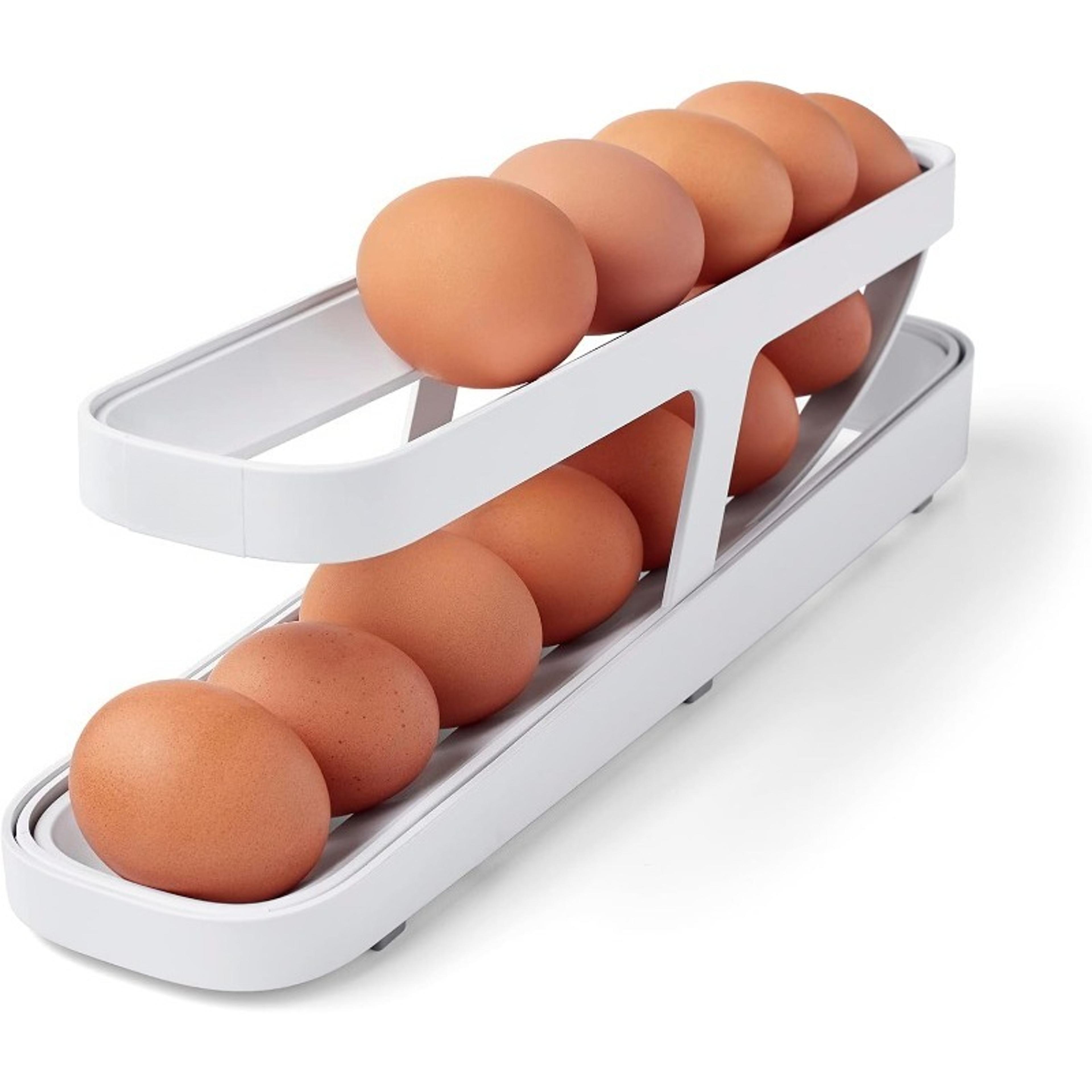 rolling egg dispenser space saving refrigerator egg organizer