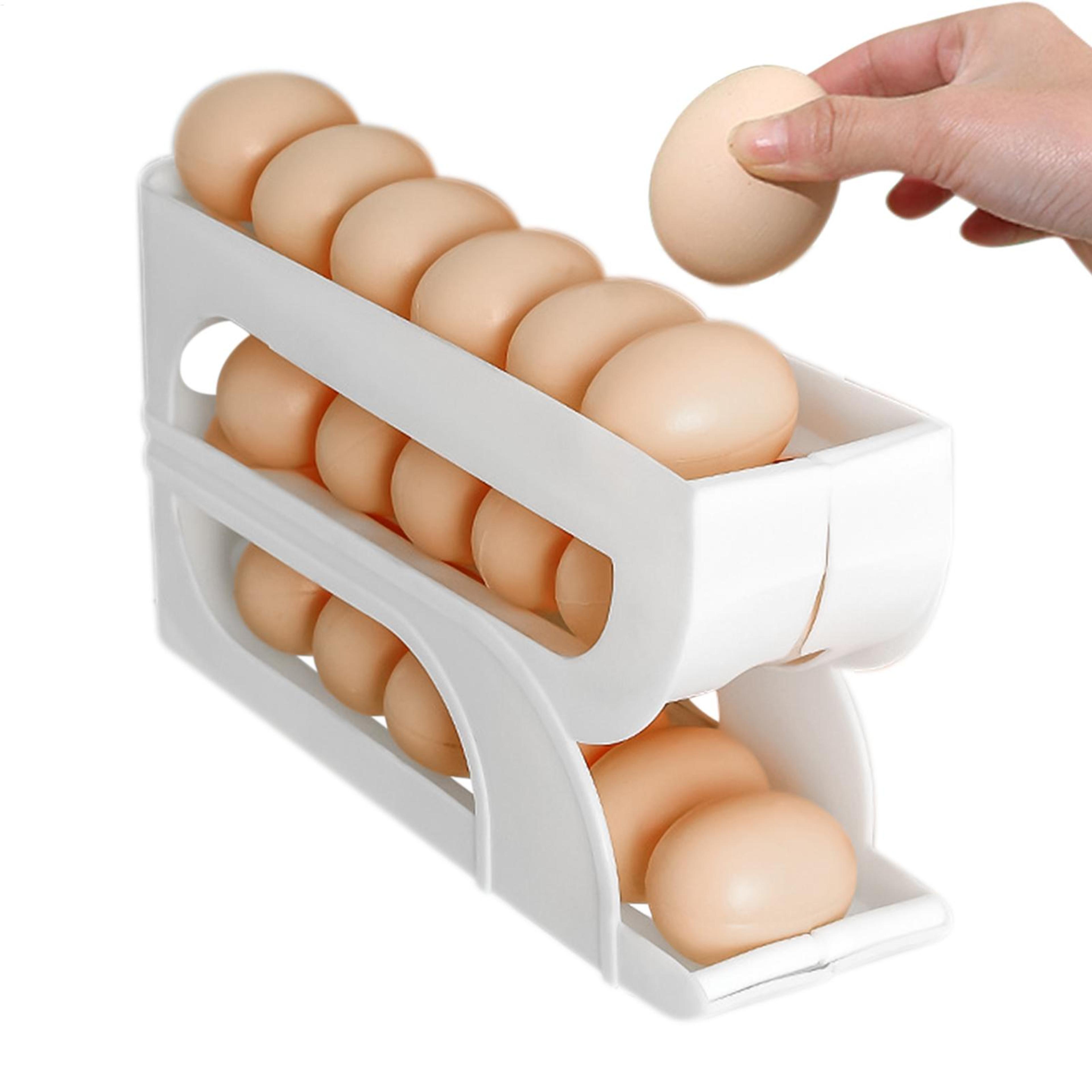 three tier rolling egg dispenser space saving egg holder for fridge