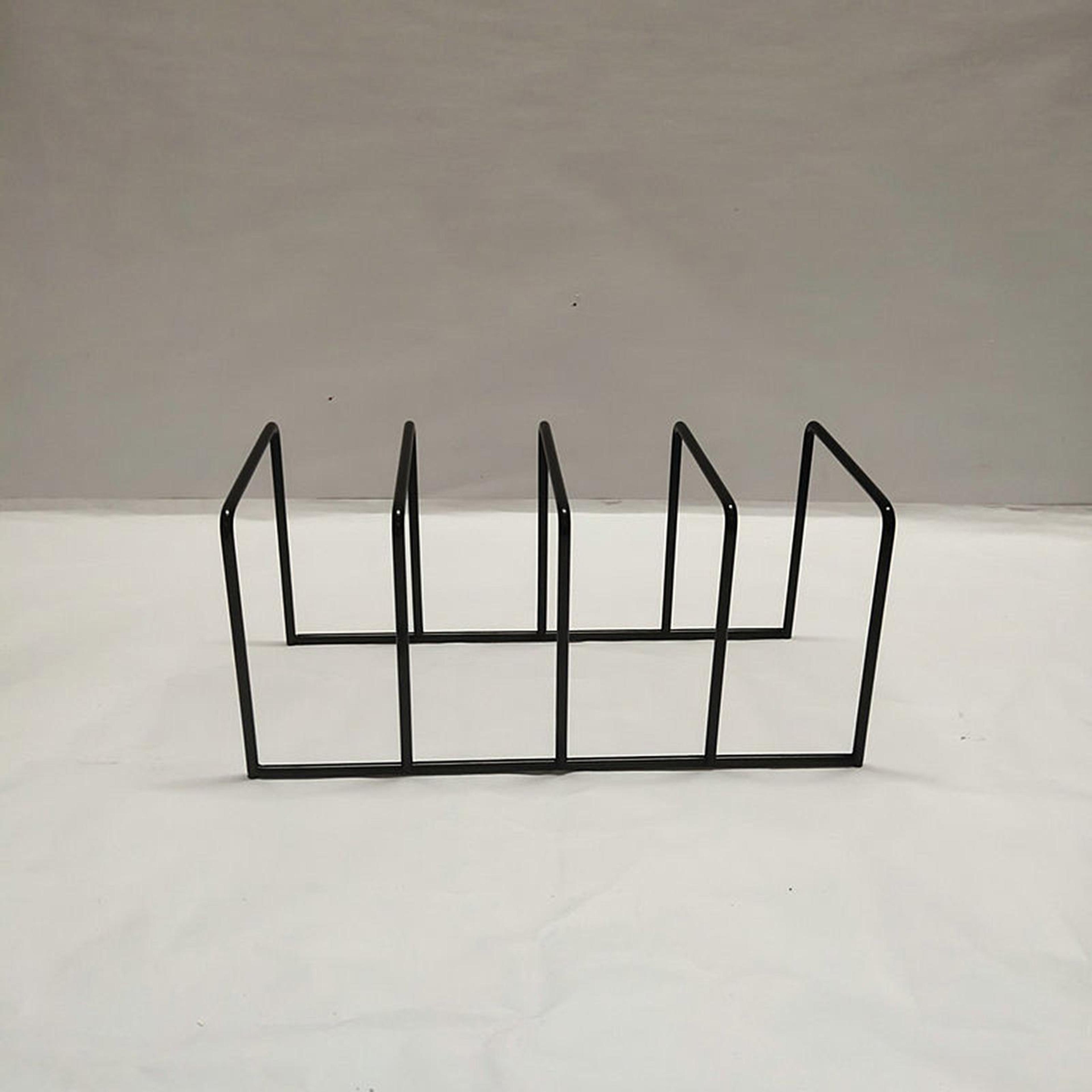 black iron vinyl record holder and desktop album organizer