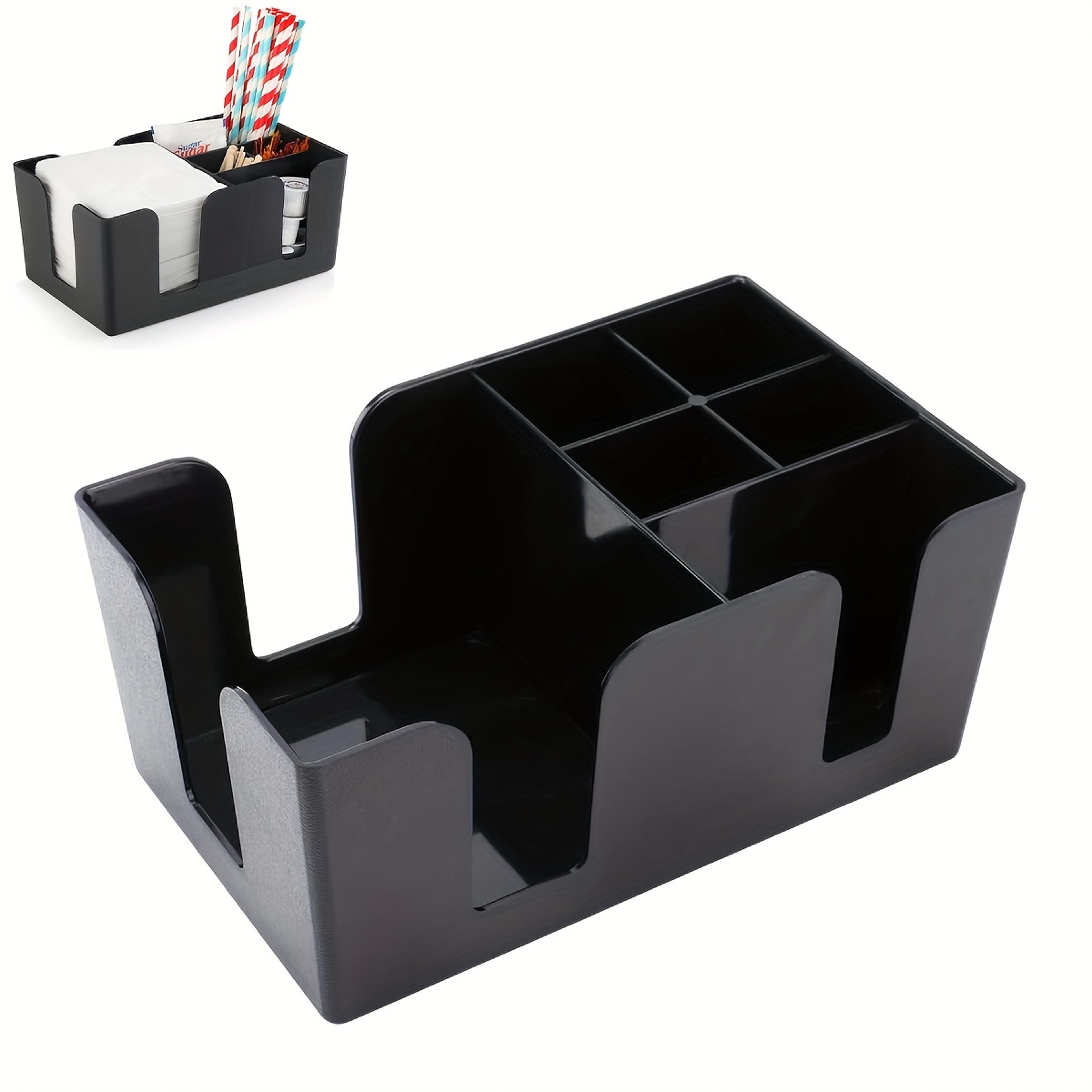 six compartment bar caddy organizer with napkin and straw holder