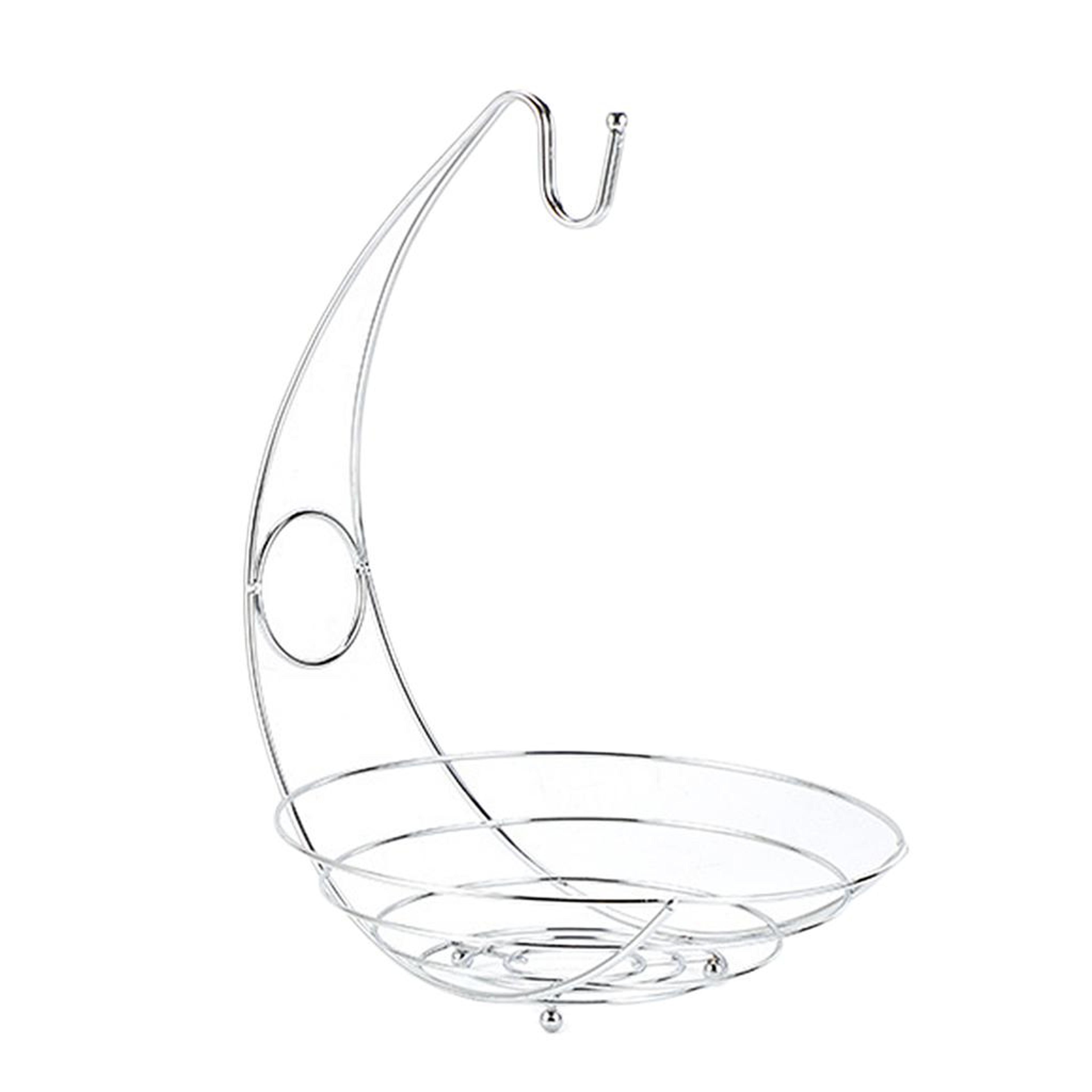 chrome banana hanger fruit bowl stand kitchen counter organizer