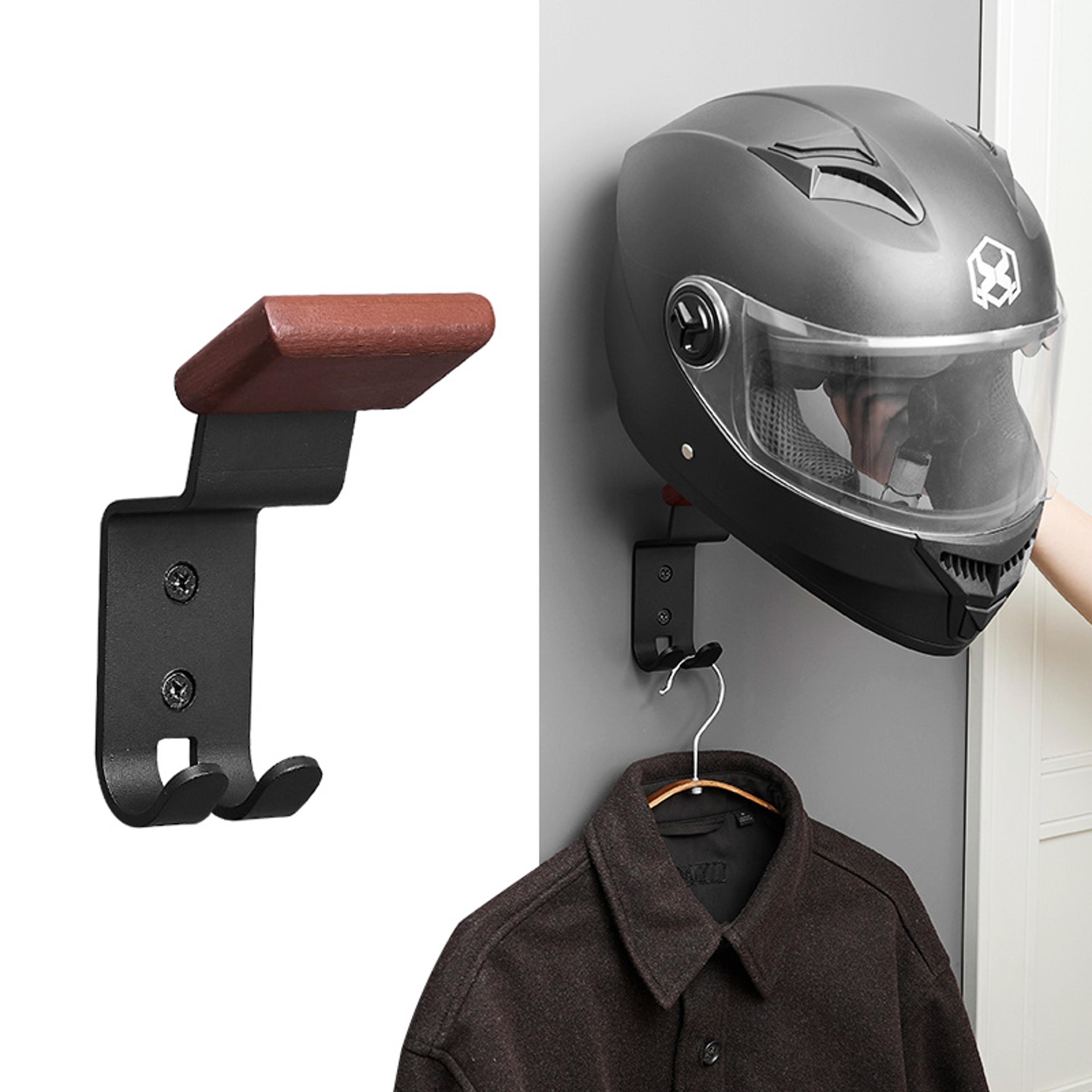 helmet rack wall mount wooden carbon steel for motorcycle garage storage