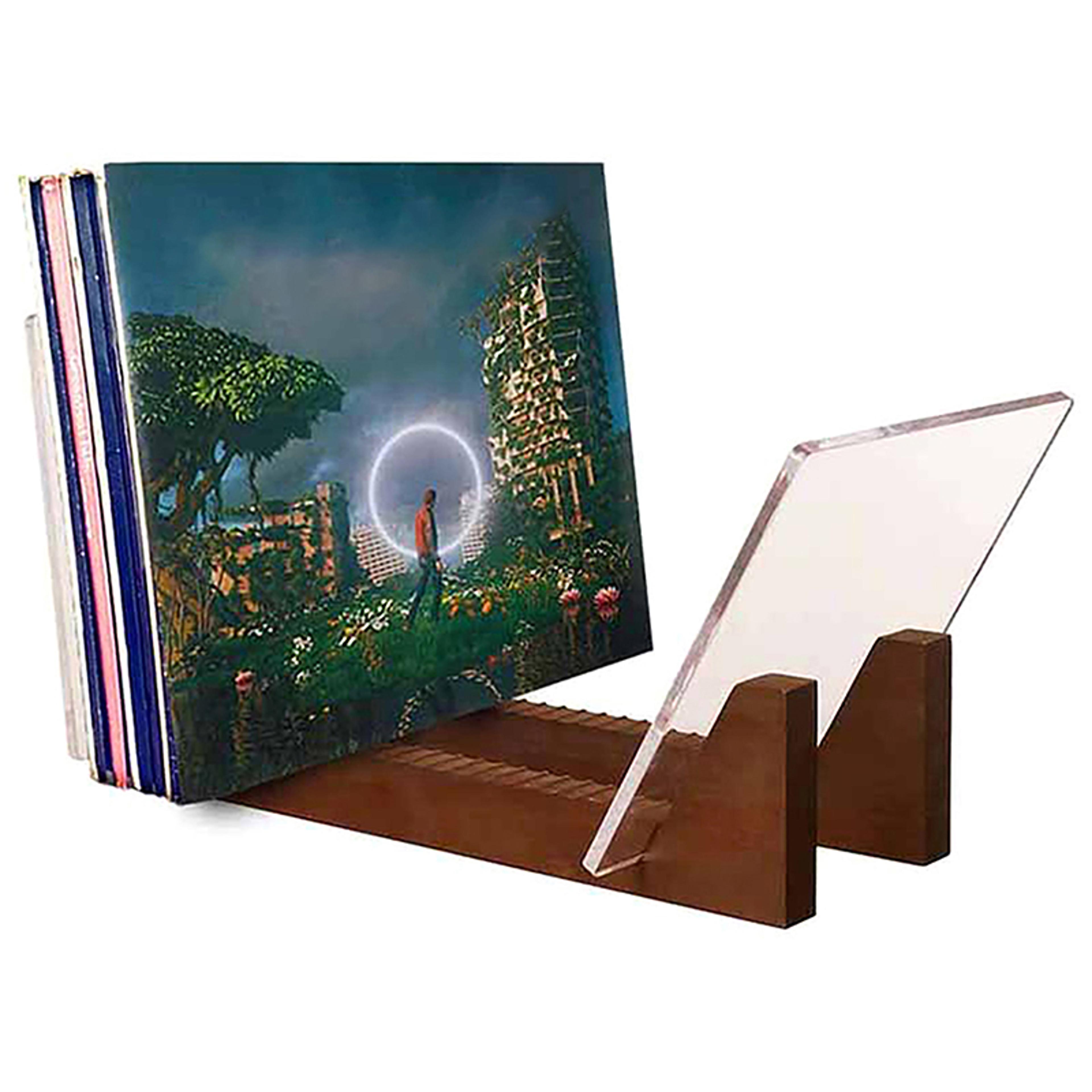 vinyl record storage holder large capacity lp album display stand wooden rack