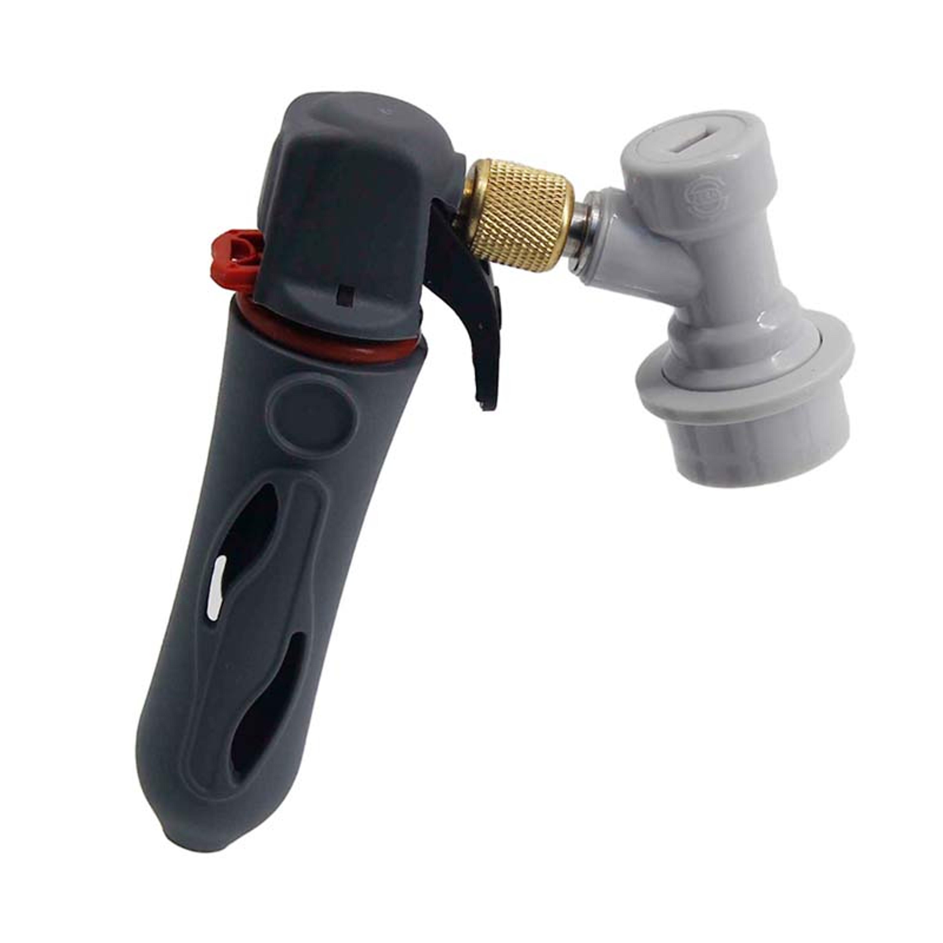 portable keg charger with ball lock connector for homebrew beer