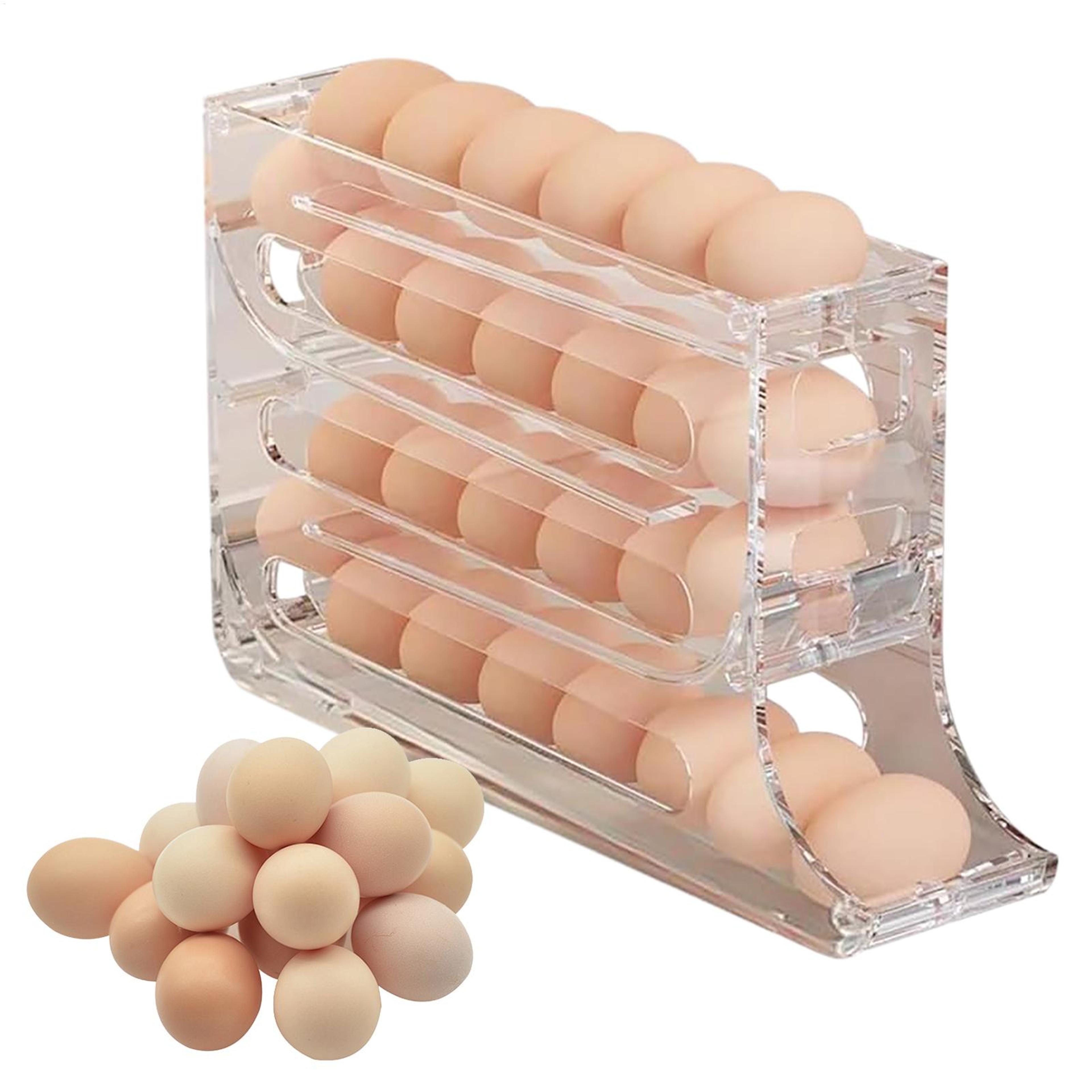 automatic rolling egg dispenser rack for refrigerator eggs storage organizer