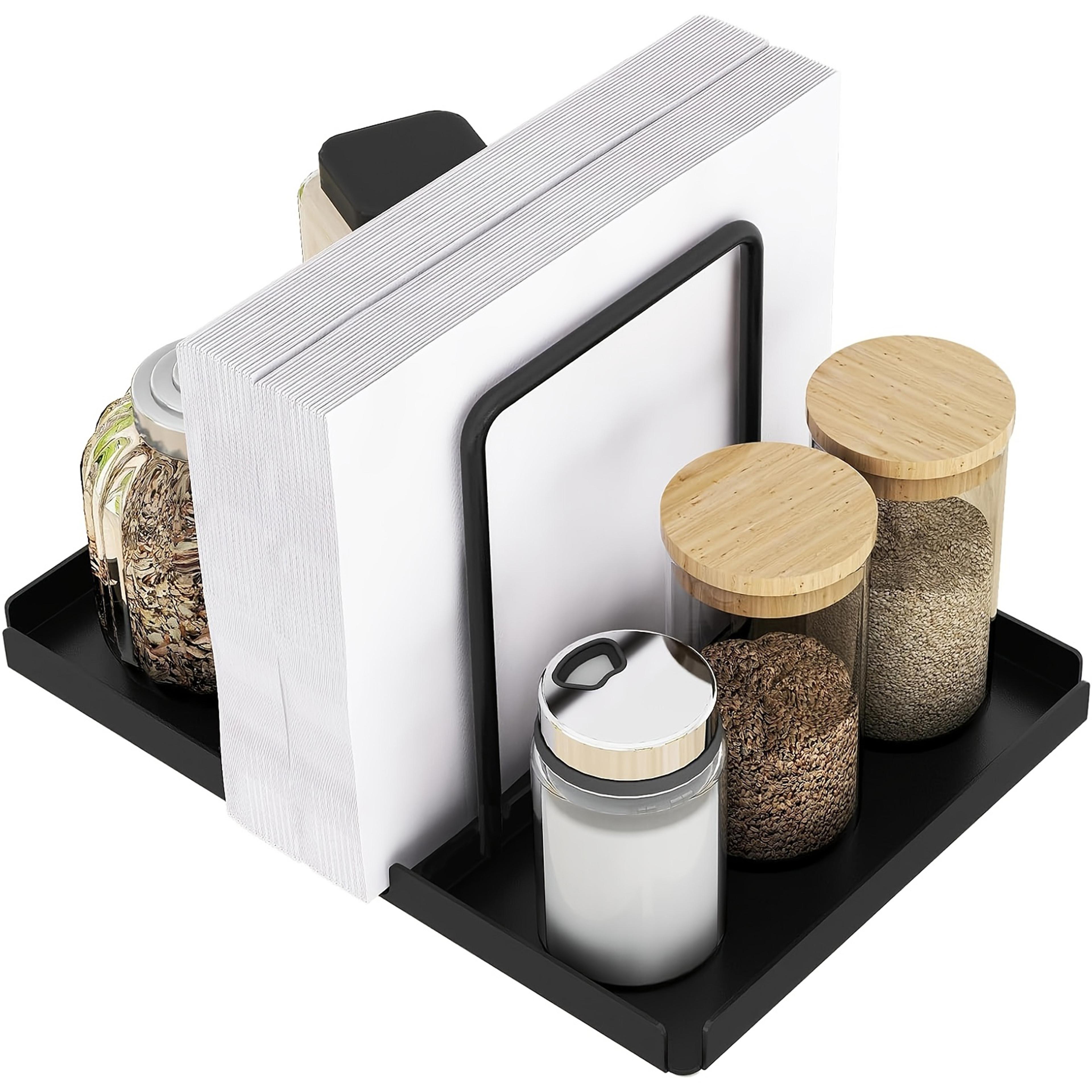 metal napkin holder caddy with salt and pepper shakers for kitchen table