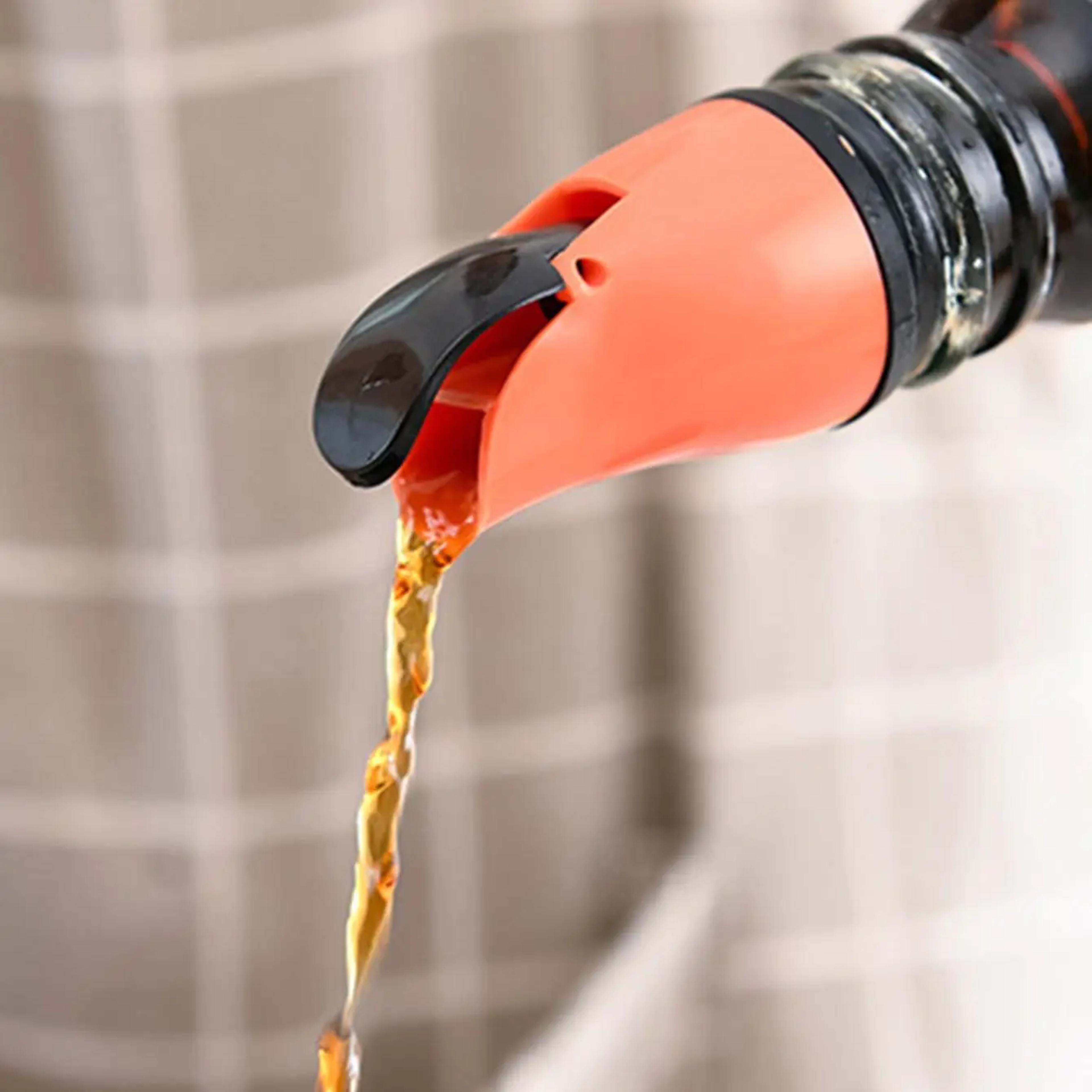 capped oil dispenser wine pourer for kitchen and bar use