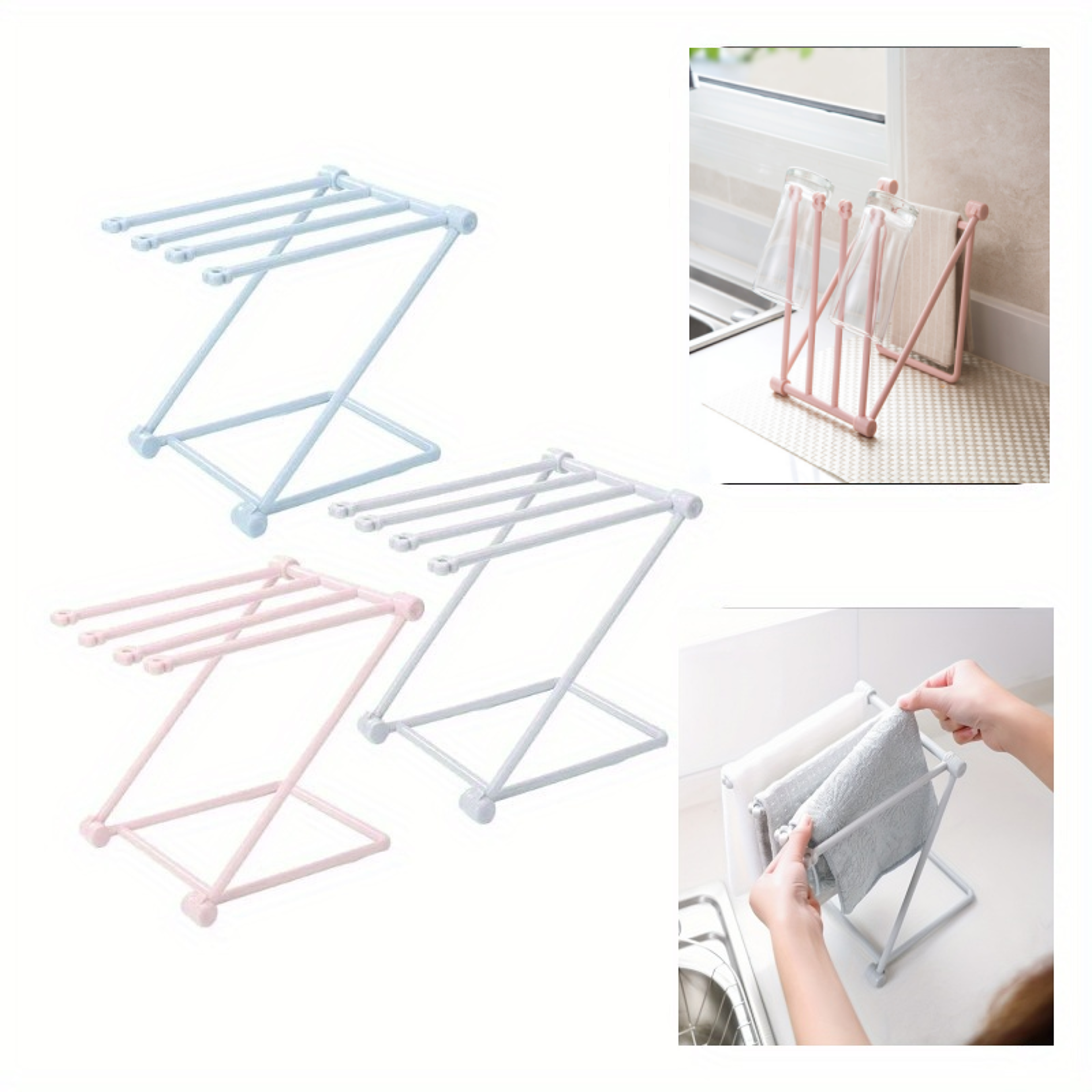 foldable towel rack kitchen storage rack for countertop dishcloth holder and cup organization