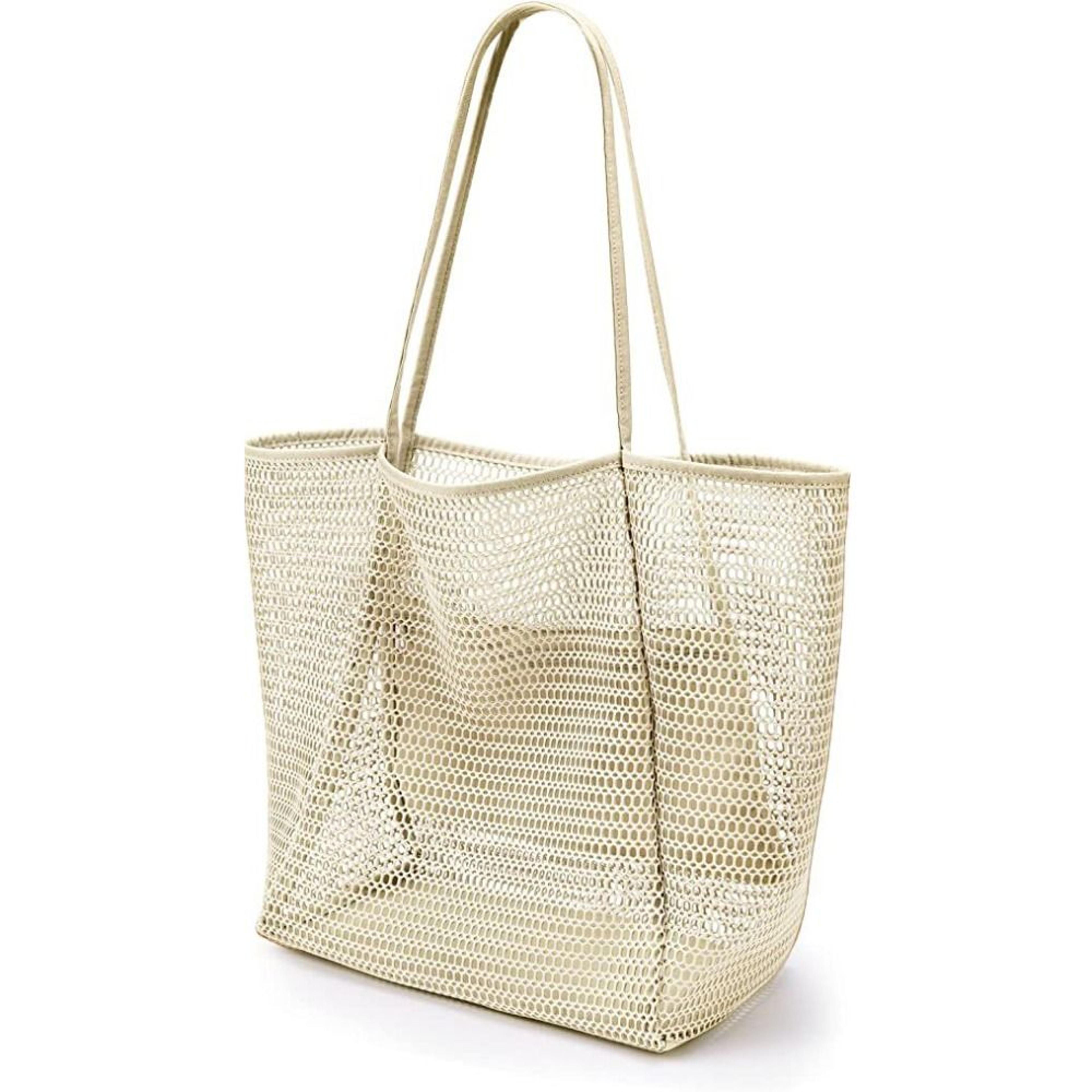 foldable beach bag with mesh net lightweight shoulder tote for travel