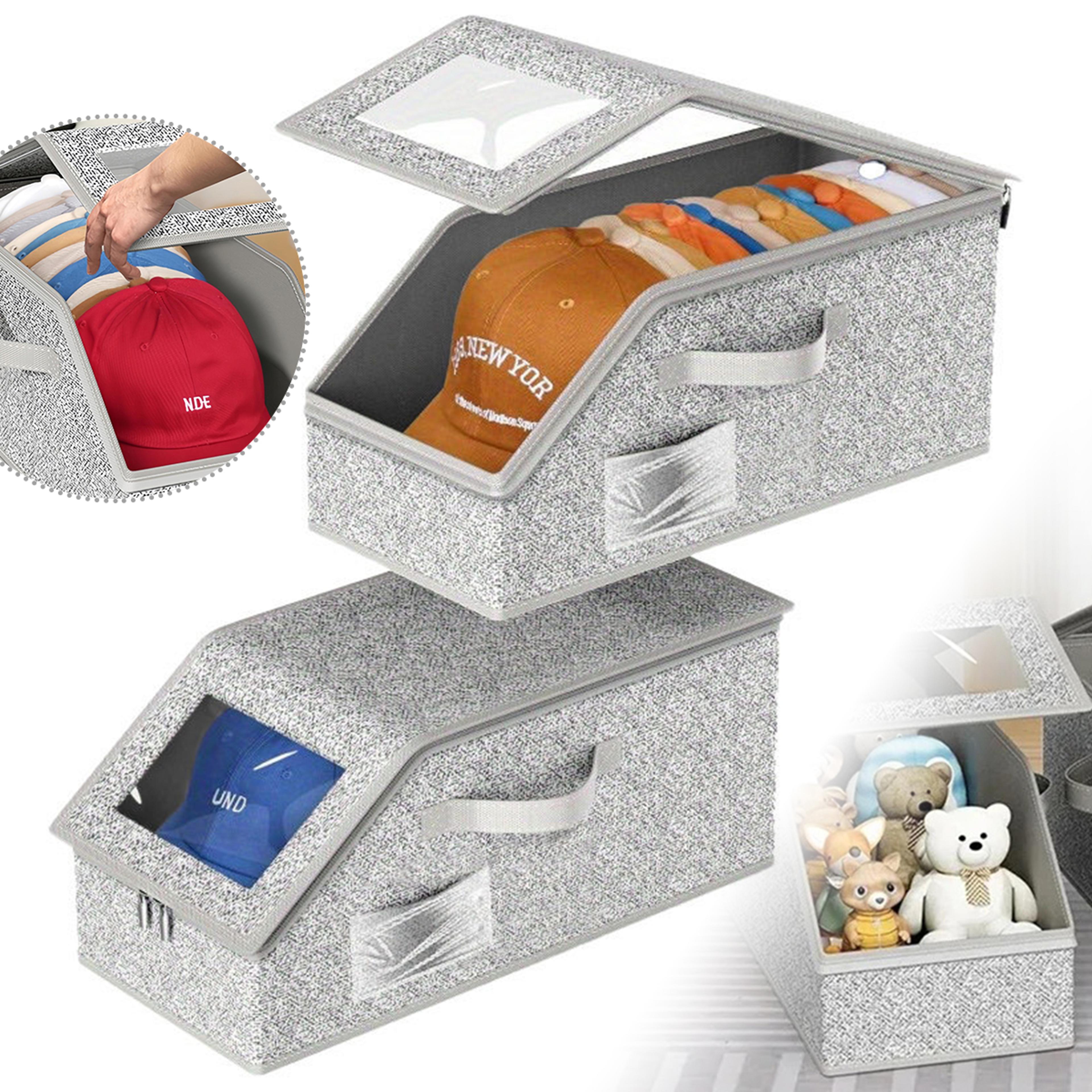foldable hat storage box with zipper organizer for caps clothes and accessories