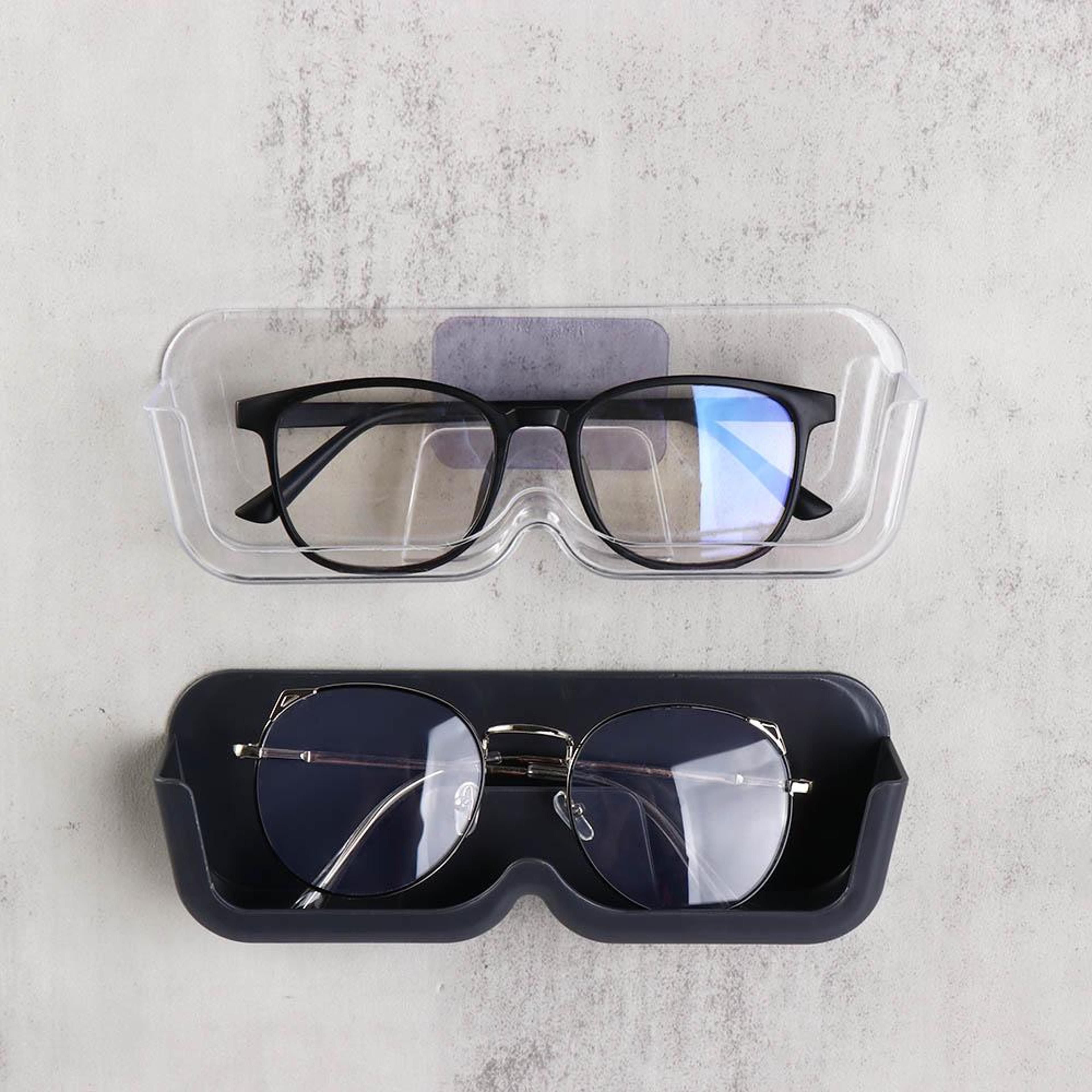 wall mounted glasses storage box self adhesive sunglasses holder space saver
