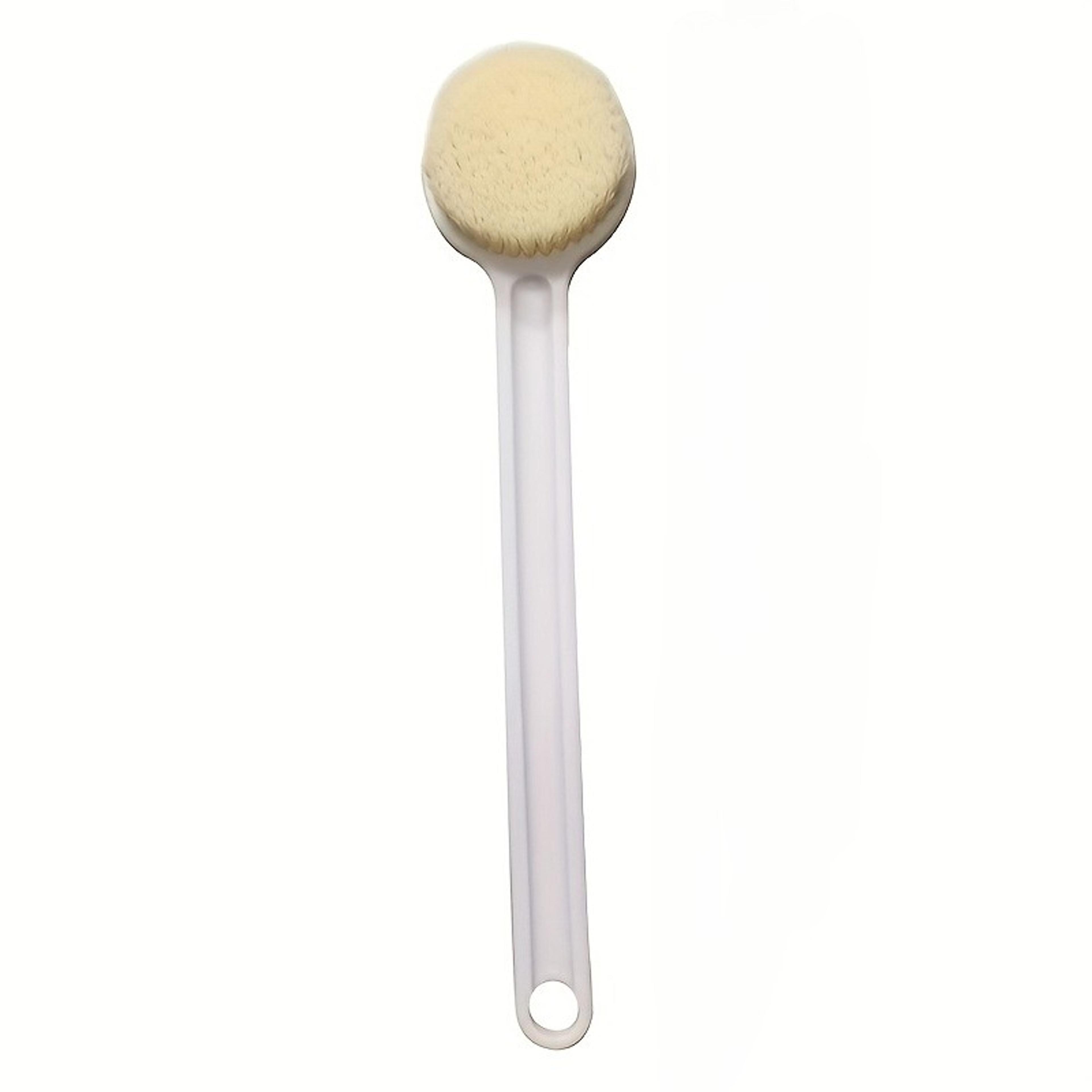 long handle shower brush with soft bristles for easy back cleaning