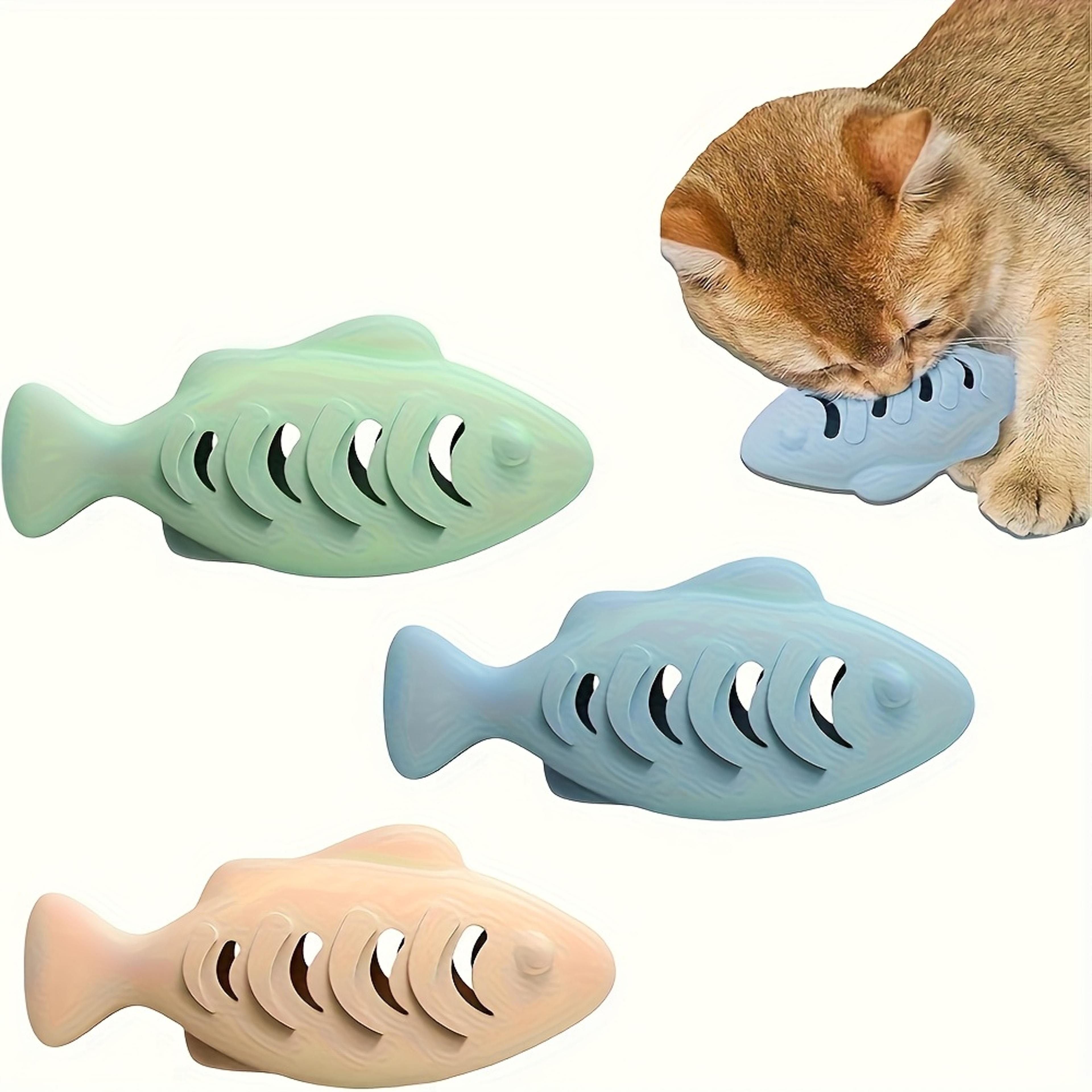 fish silicone cat treat dispenser toy interactive catnip chew toy for indoor cats