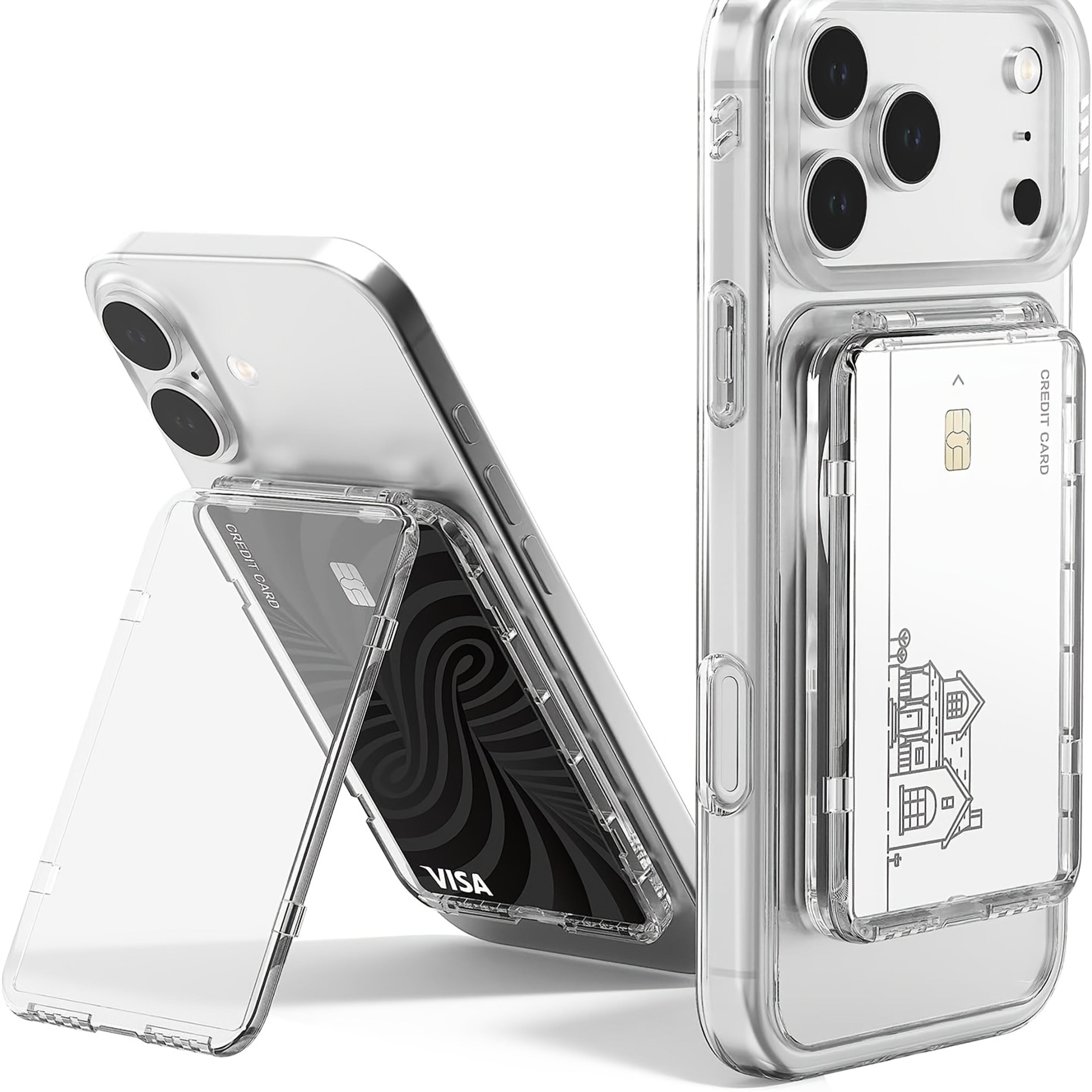 transparent magnetic phone wallet holder with stand for smartphones