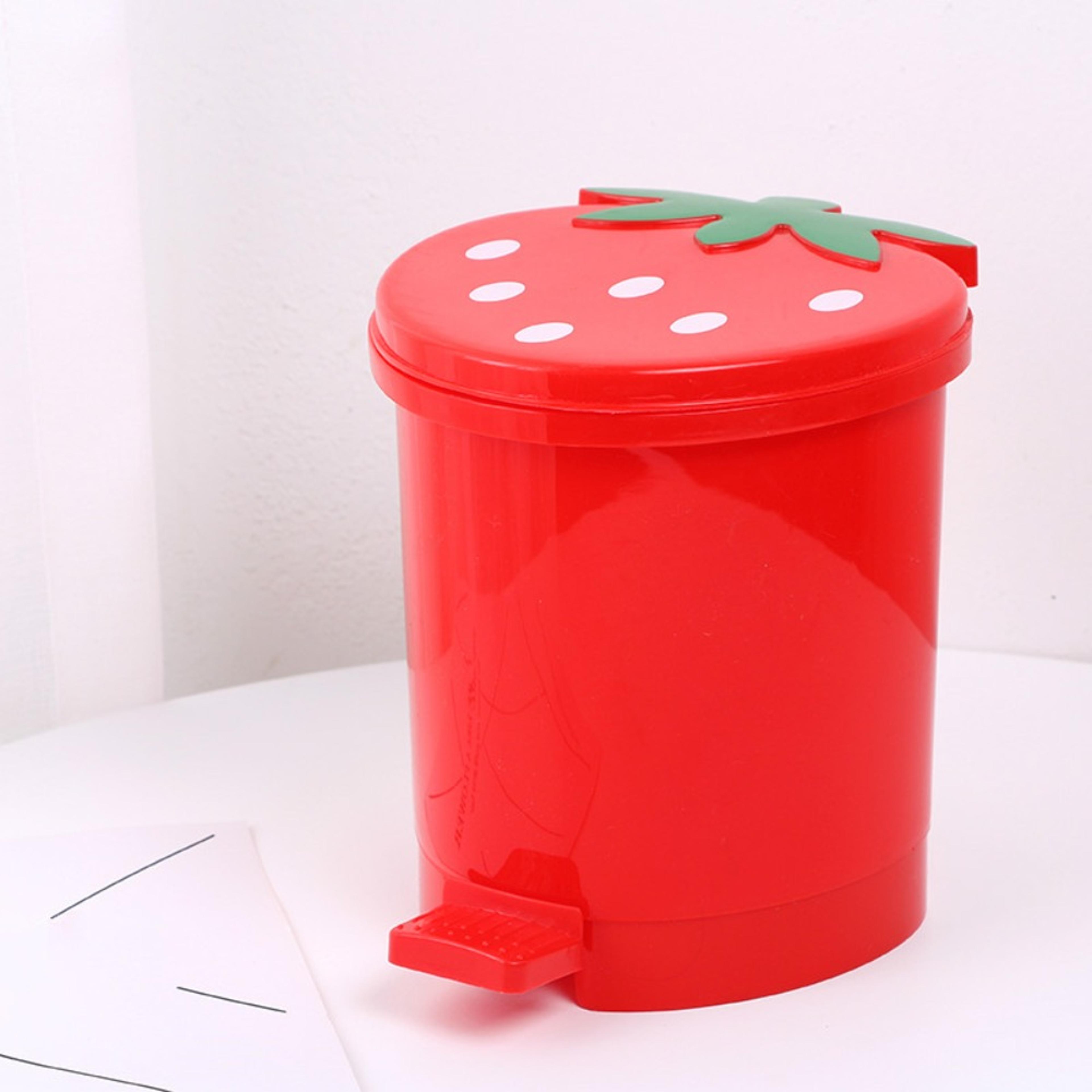 strawberry mini trash can with lid reusable desktop wastebasket for home office decor