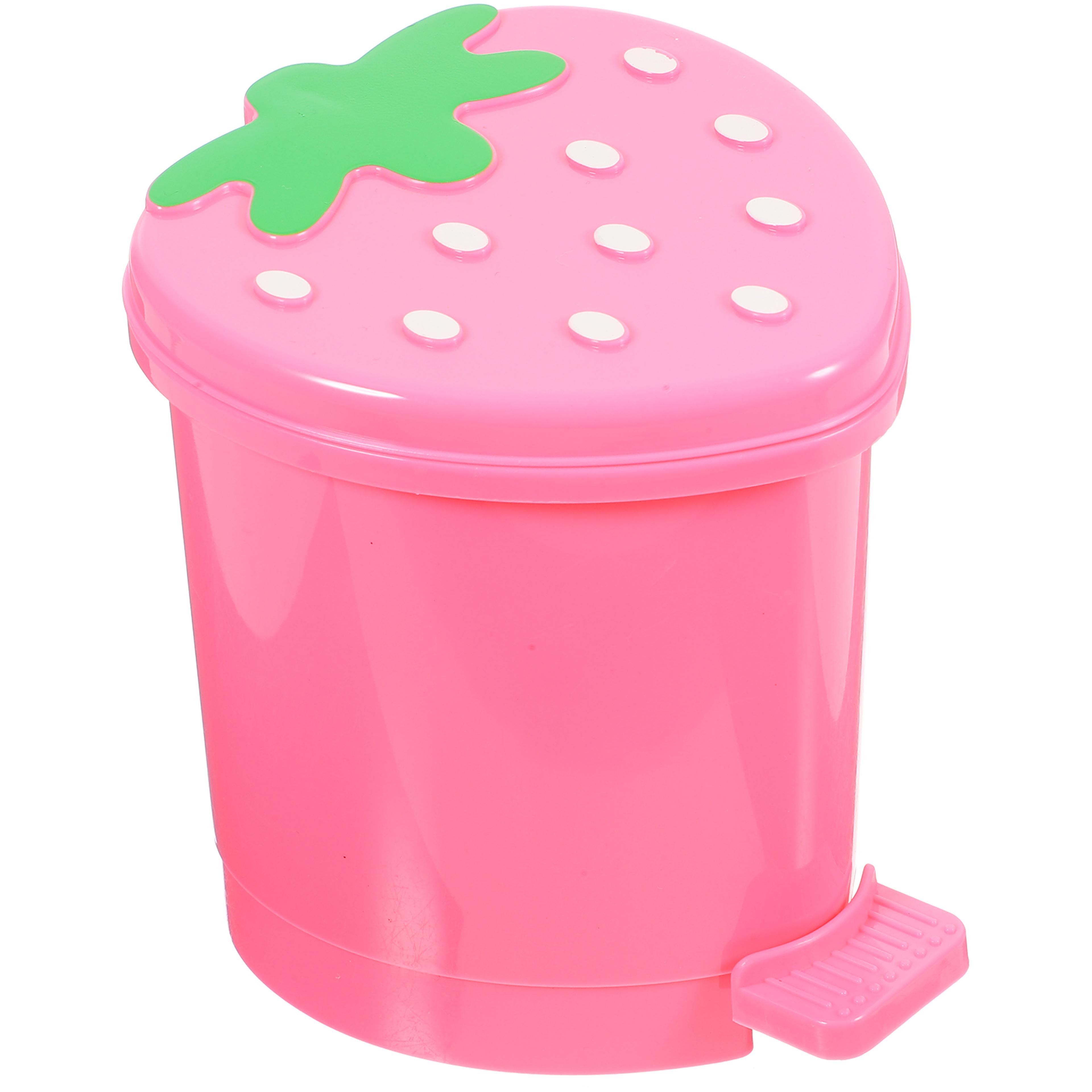 cute strawberry mini desktop trash can with lid small garbage bin for home office