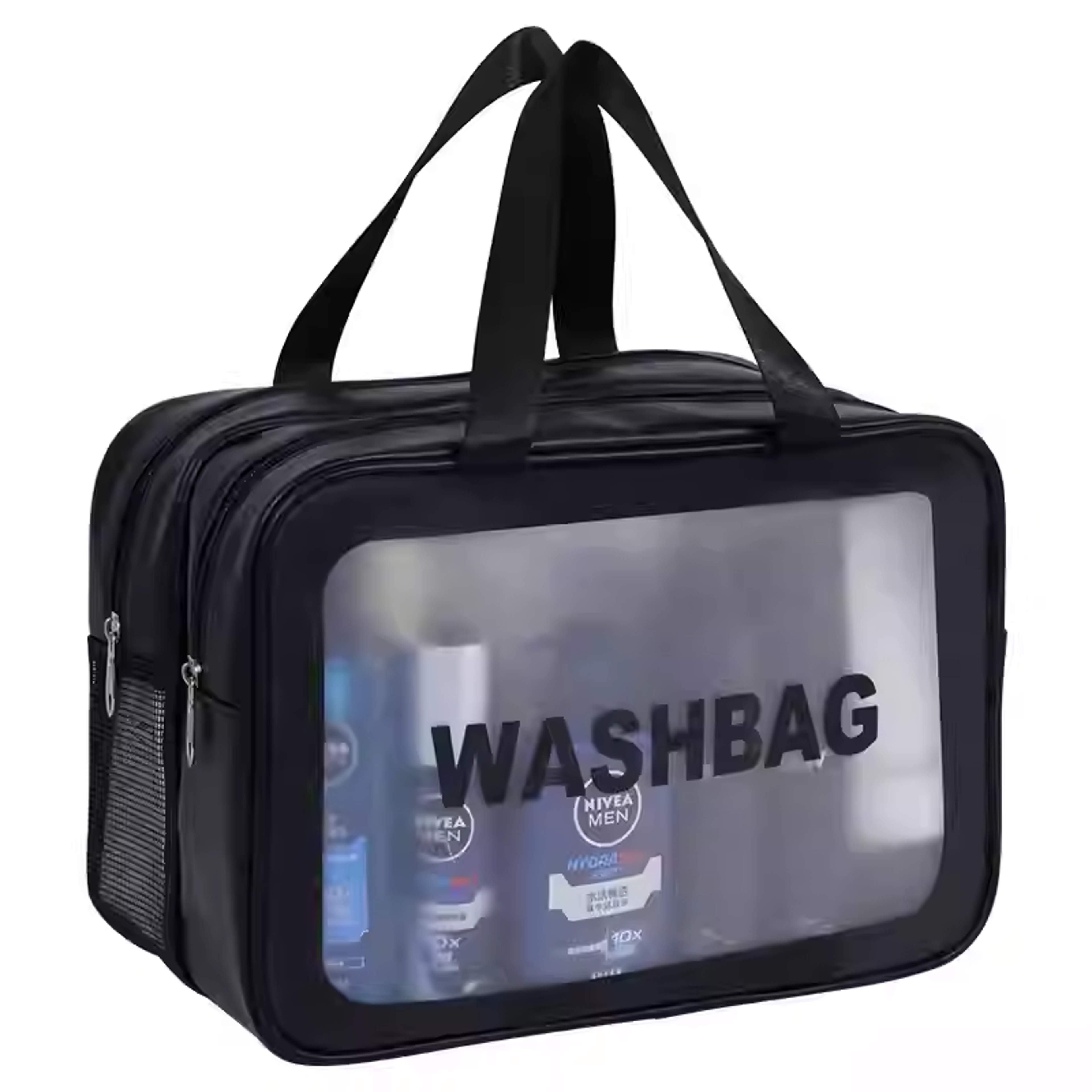 large capacity double layer travel toiletry bag cosmetic storage organizer