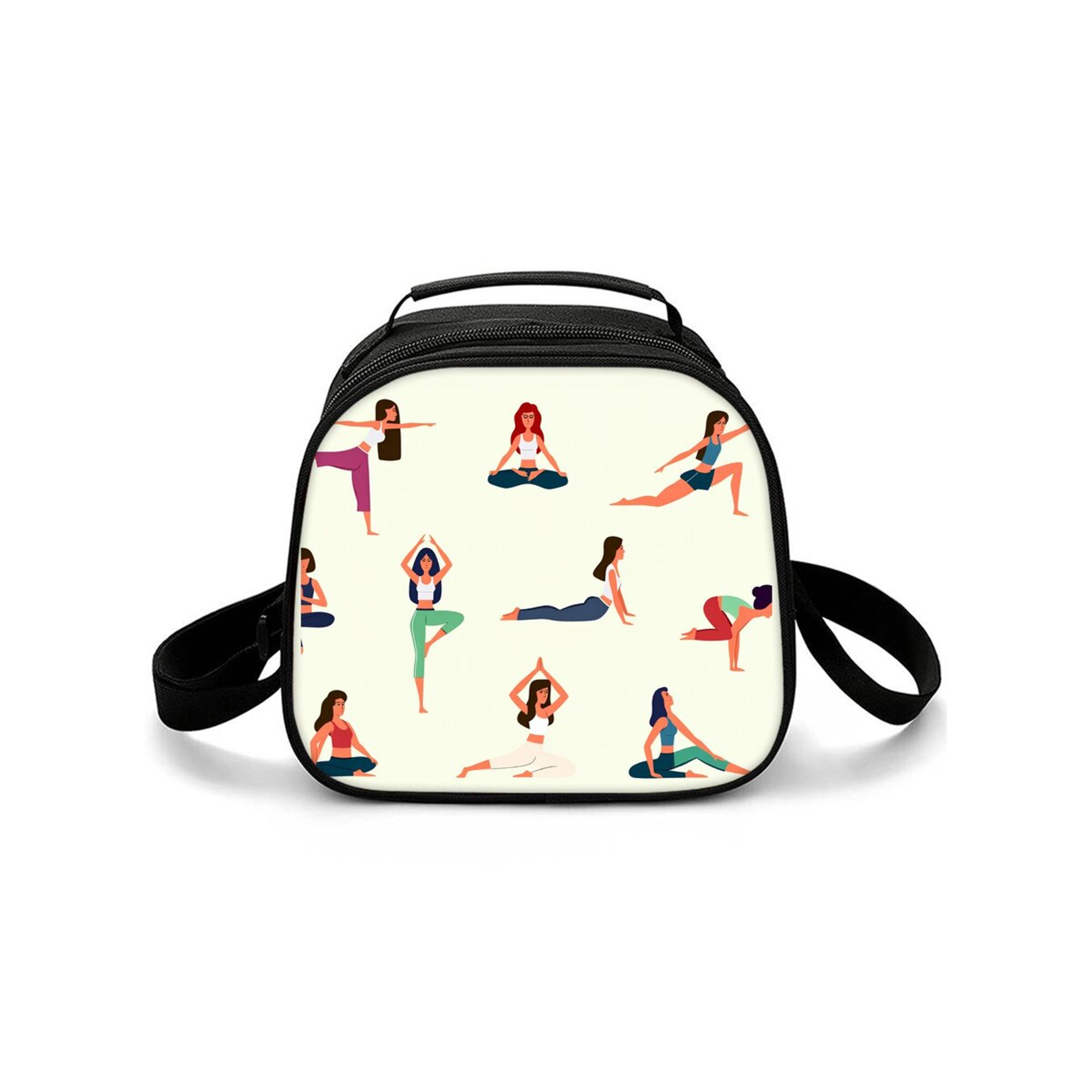 yoga print insulated lunch bag waterproof thermal cooler tote with shoulder strap
